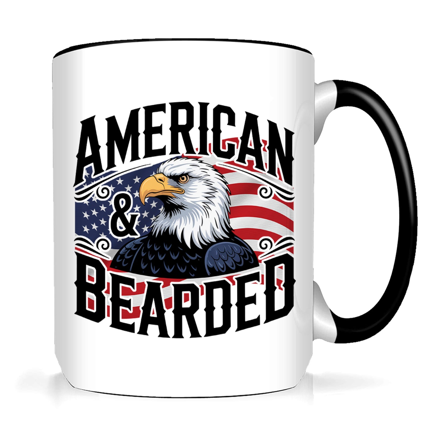 Gifts For Men - Bearded & American - Mugs 2 Tone & White