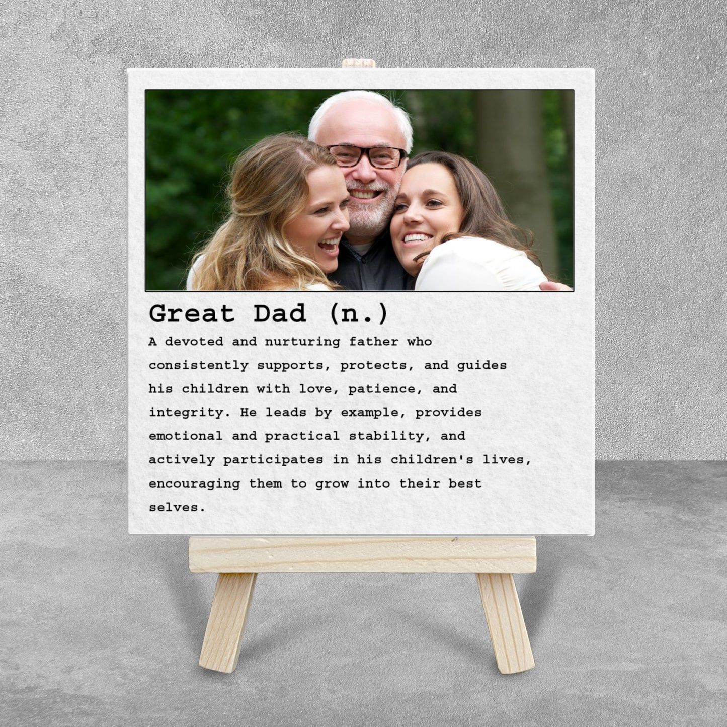 Gifts For Dad - Dictionary Definition Great Dad - Tile On Easel