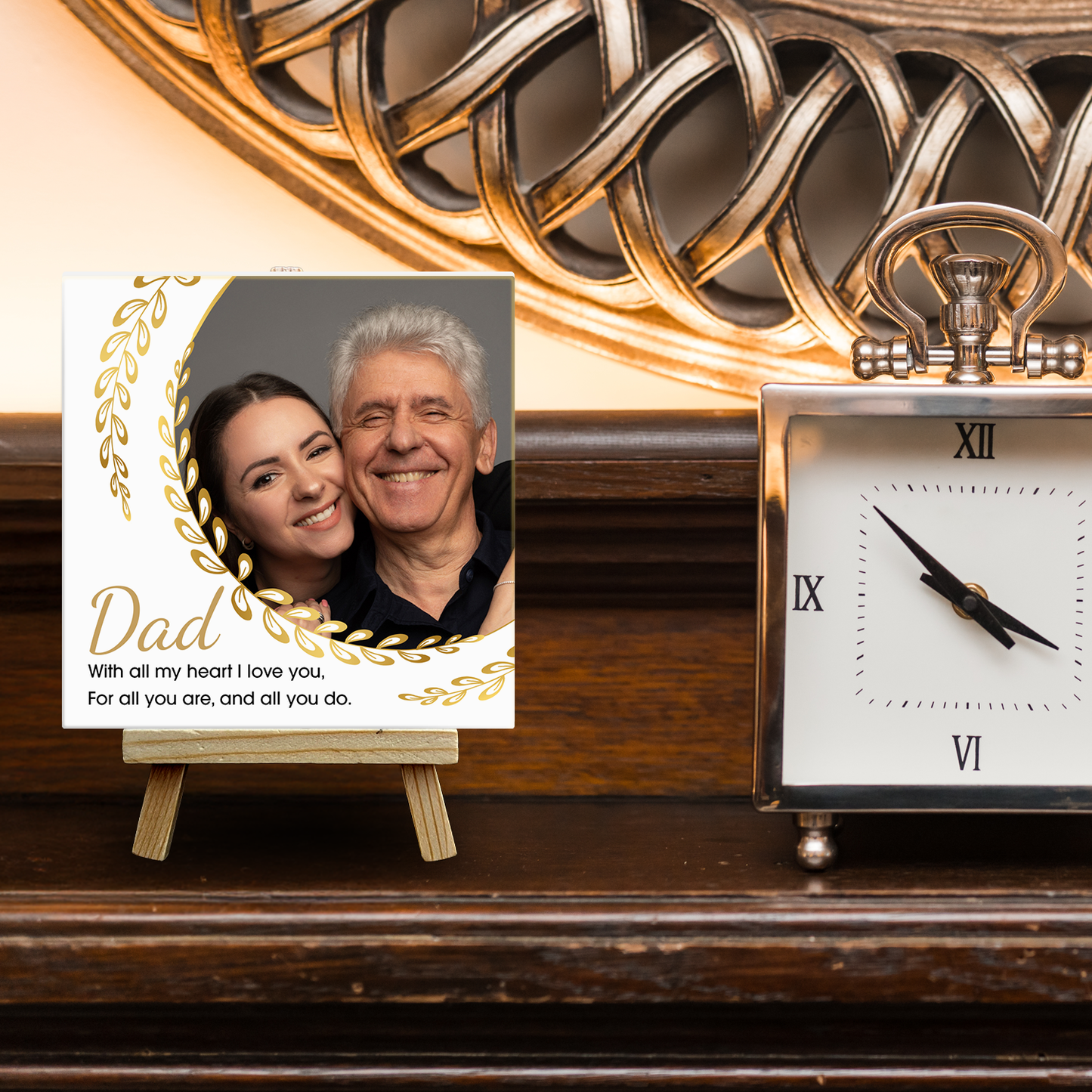 Gifts For Dad – With All My Heart Personalized Tile with Easel