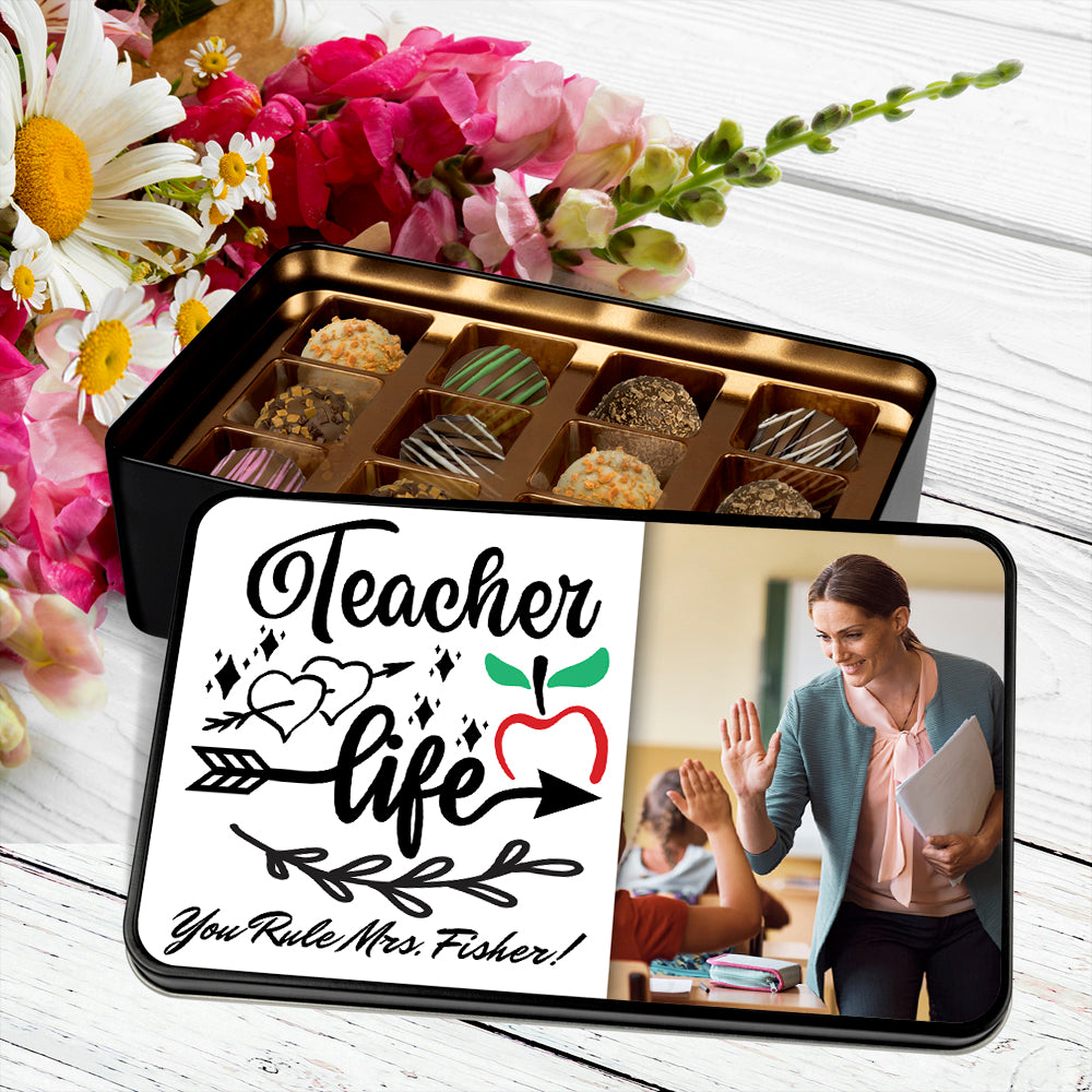 Gifts For Teacher - Personalized Keepsake Tin Of Chocolates With Photo Upload