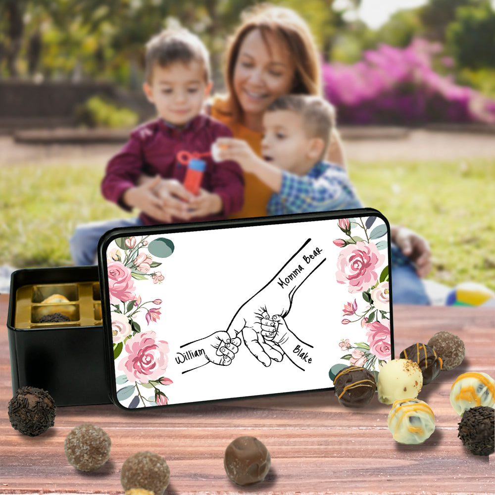 Gifts For Family - Family Hands Personalized Keepsake Tin Of Chocolates