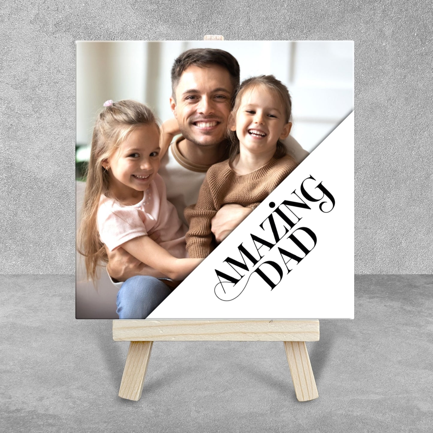Gifts For Dad – Amazing Dad Photo Tribute Personalised Tile with Easel
