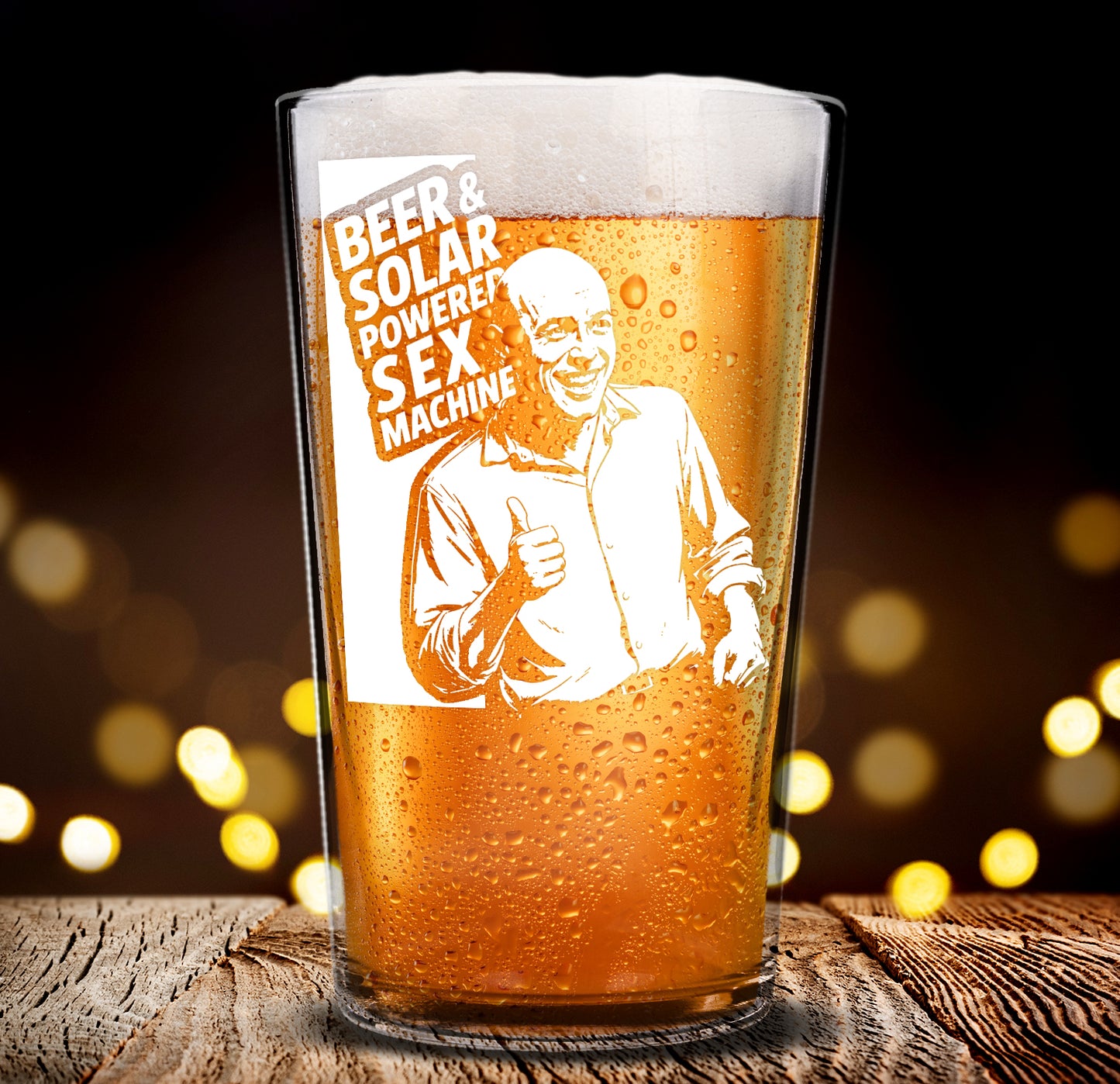 Funny Beer Glass – Beer & Solar Powered Sex Machine Pint Glass Gift