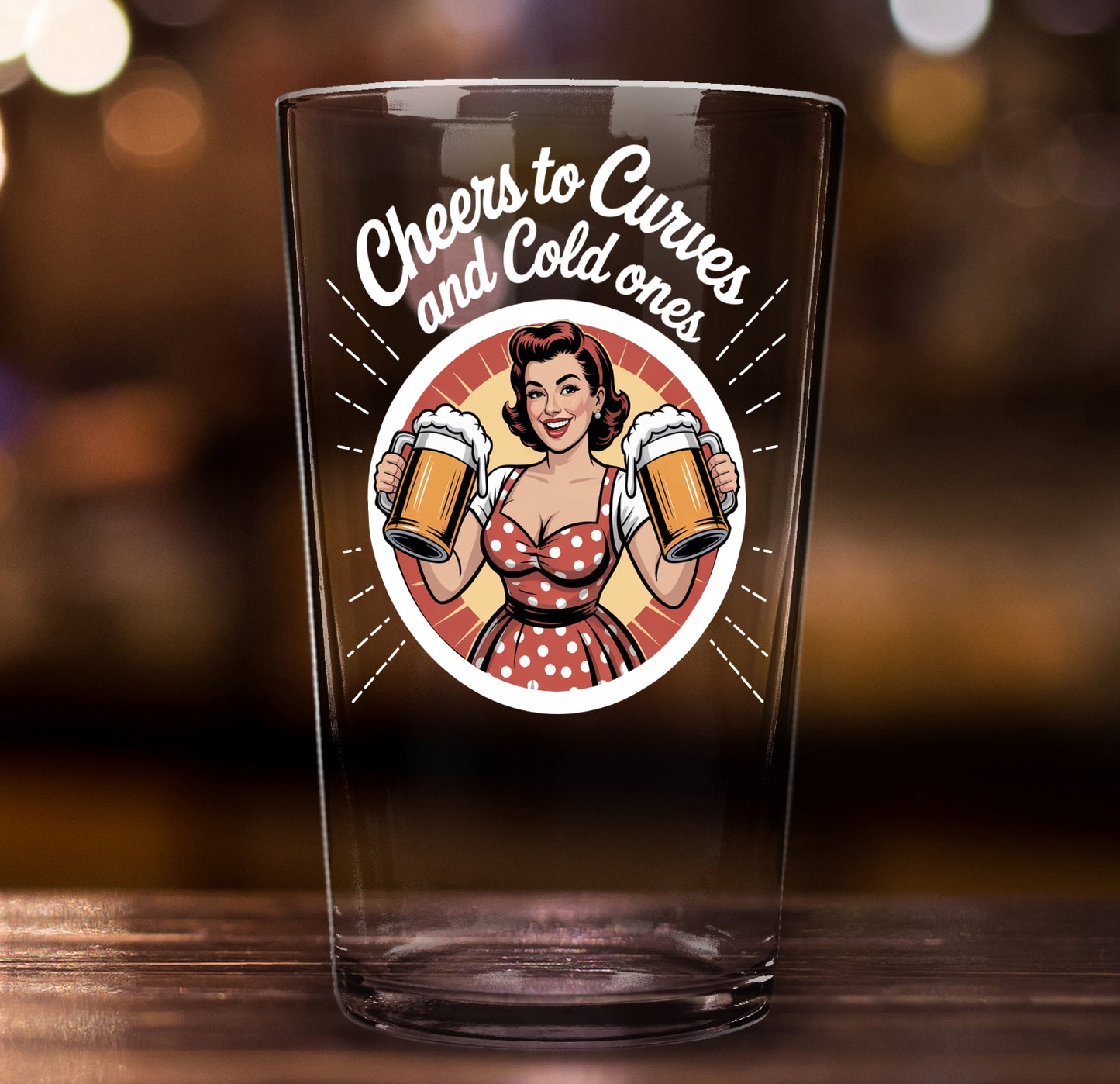 Funny Beer Glass – Cheers to Curves and Cold Ones Pint Glass Gift
