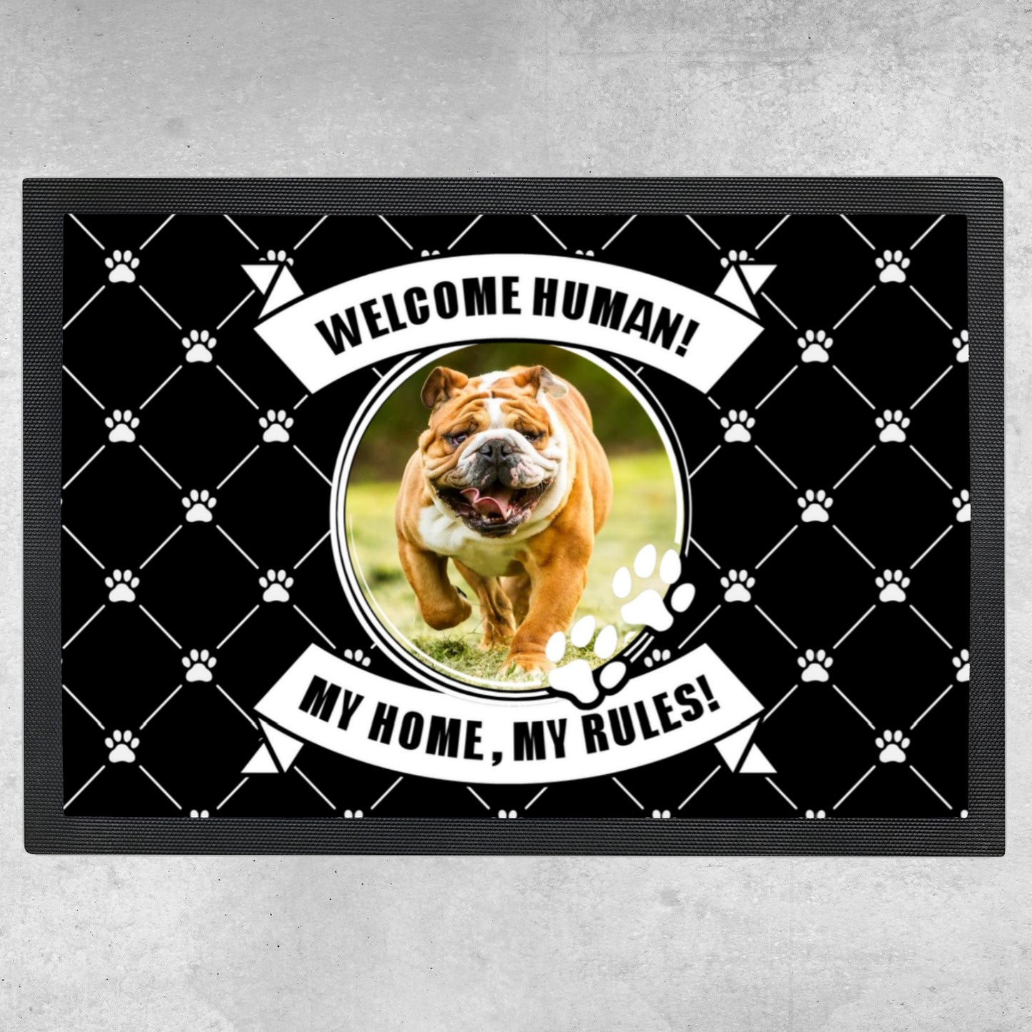 Personalized Door Mat Welcome Human Dog Welcome Mat 1, 2, or 3 Dogs Add Your Own Photos