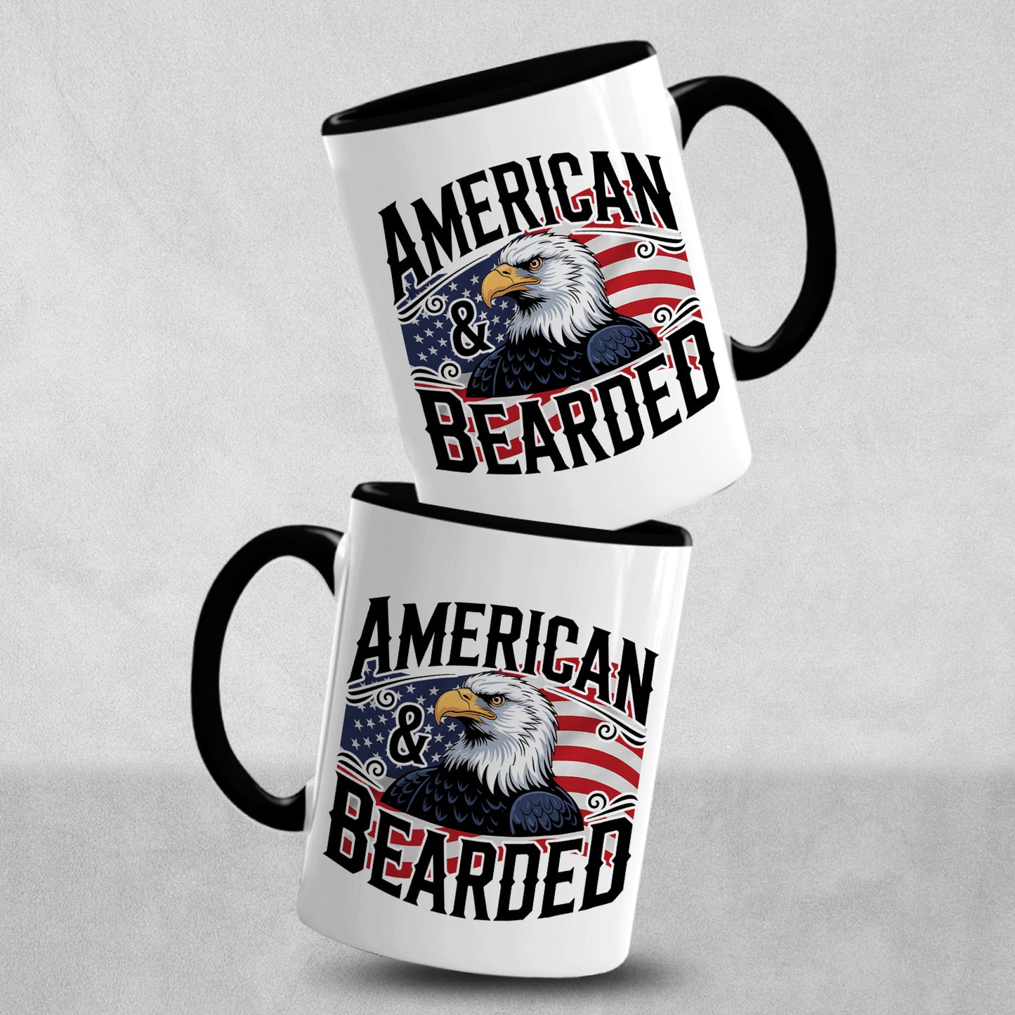 Gifts For Men - Bearded & American - Mugs 2 Tone & White