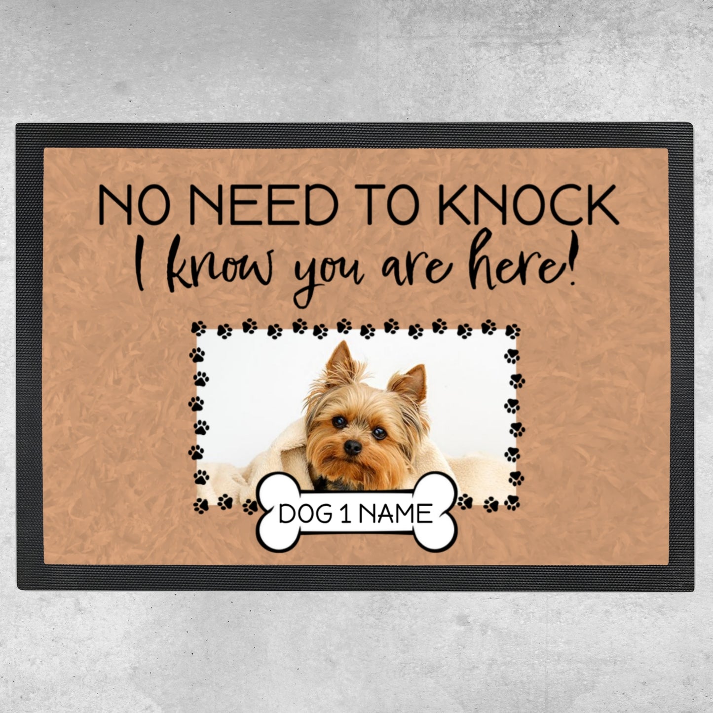 Personalized Door Mat - No Need To Knock Door Mat- 1,2, or 3 dogs Add Your Own Dog Name And Photo