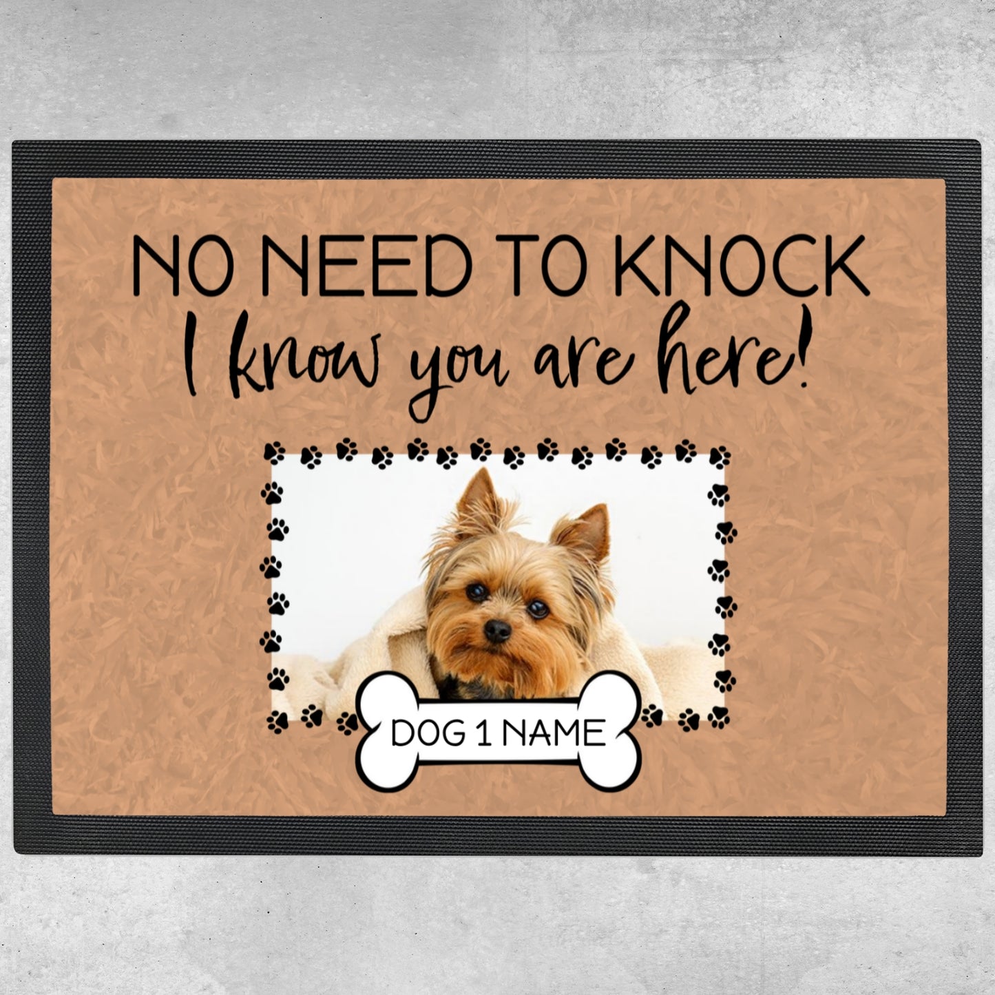 Personalized Door Mat - No Need To Knock Door Mat- 1,2, or 3 dogs Add Your Own Dog Name And Photo