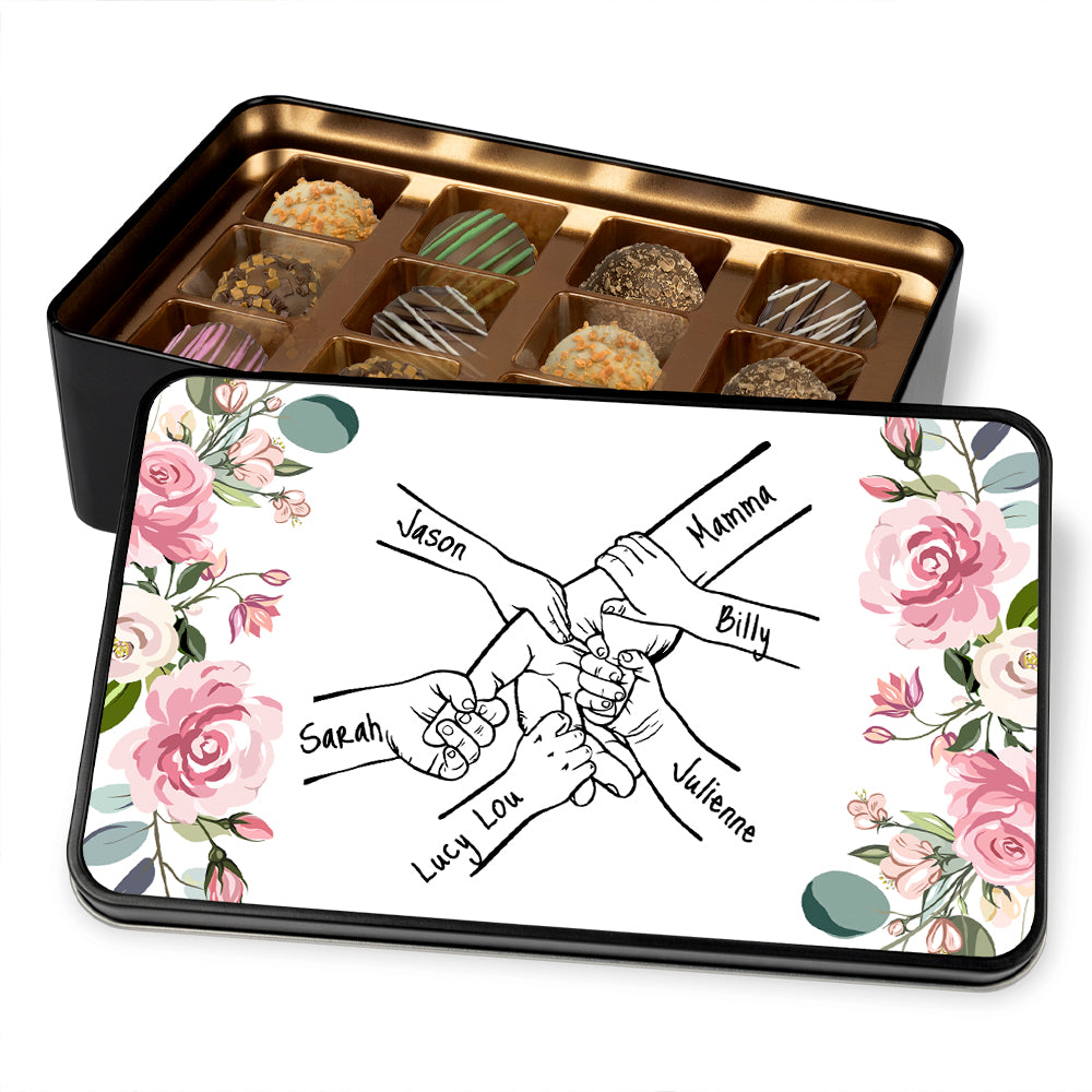 Gifts For Family - Family Hands Personalized Keepsake Tin Of Chocolates