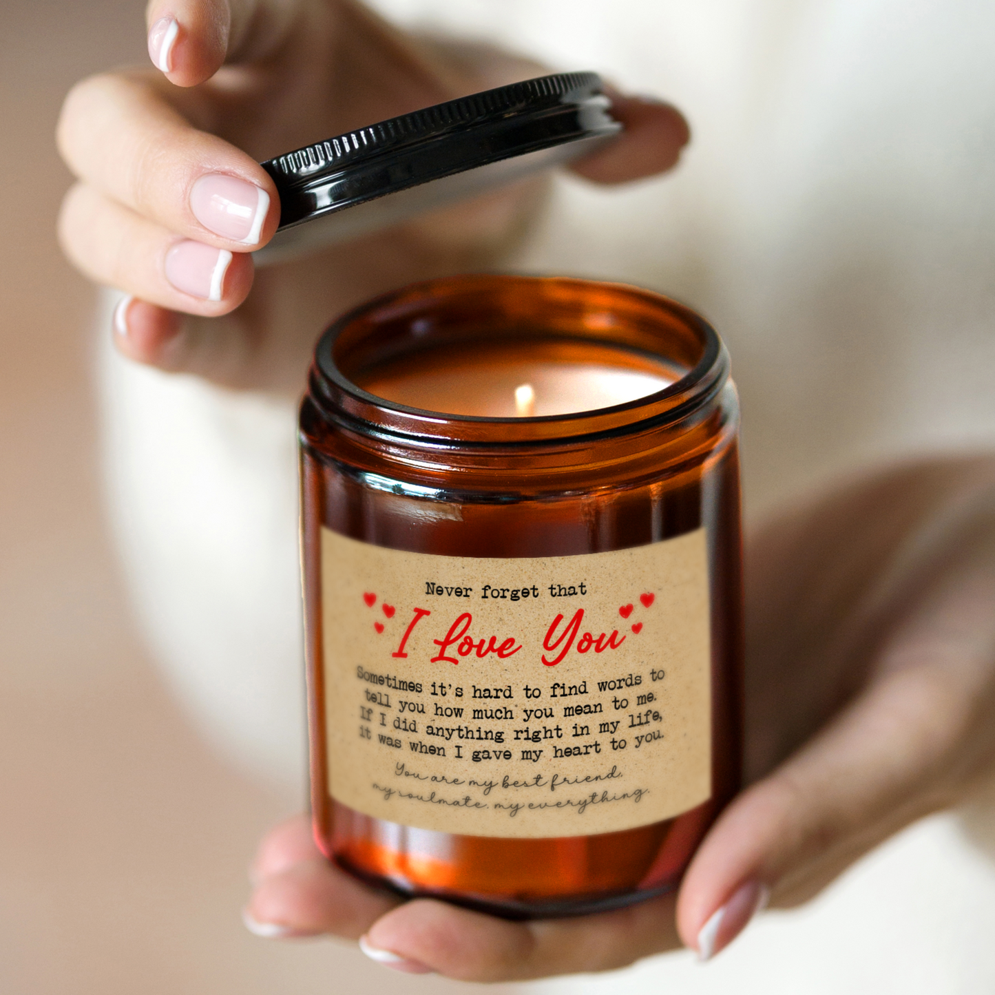 Gifts For Partner - Never Forget That I Love You - Candle Jar With Lid