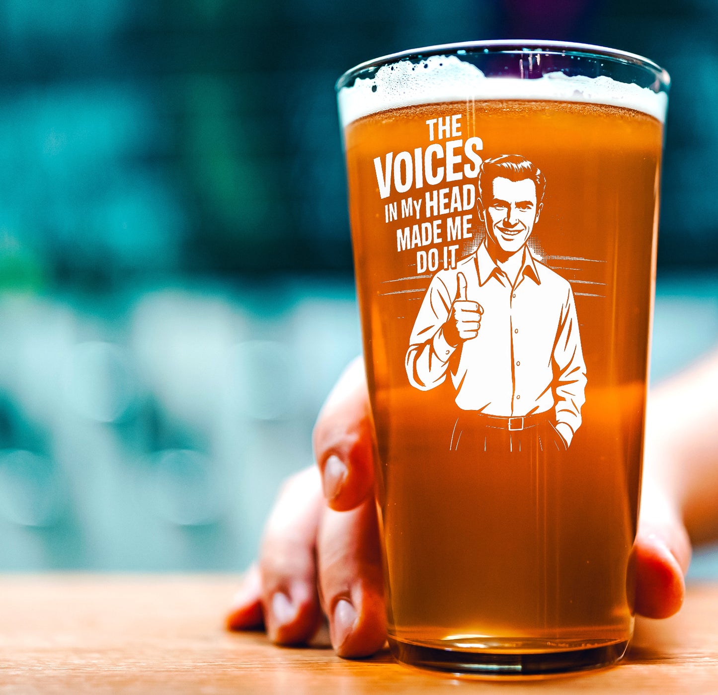 Funny Beer Glass – Voices in My Head Made Me Do It Pint Glass Gift