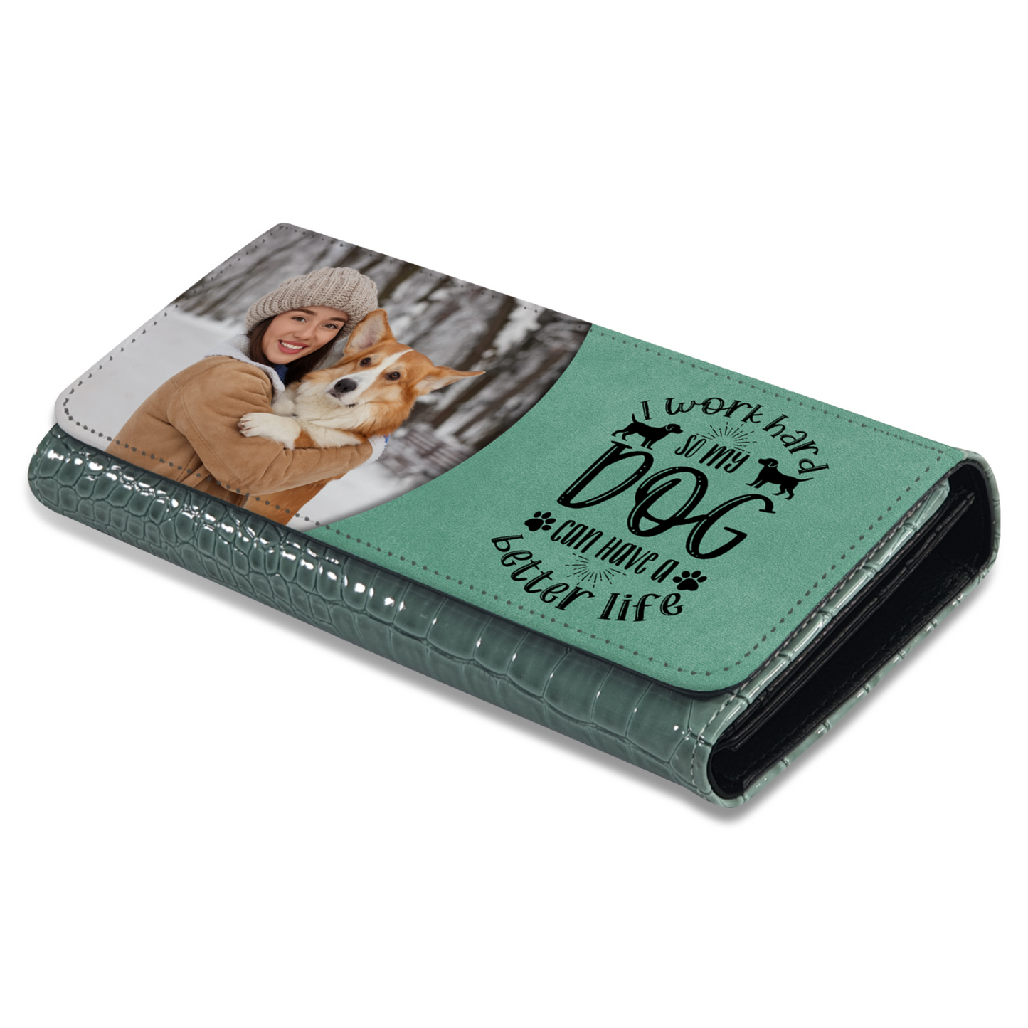 Gift For Dog Mom Personalized Womas PU Leather Purse - Upload Your Own Photo