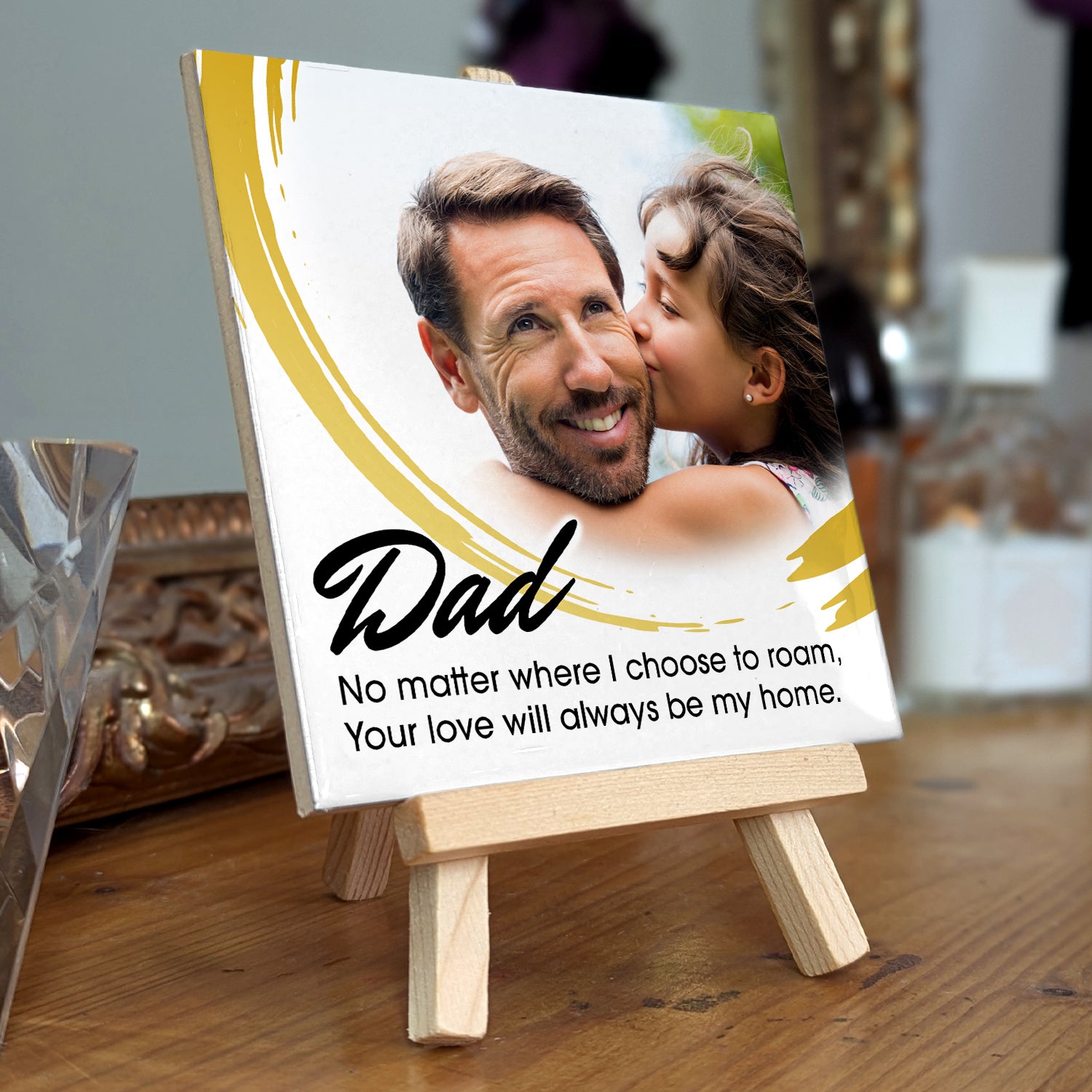 Gifts For Dad – Your Love Is My Home Personalised Tile with Easel