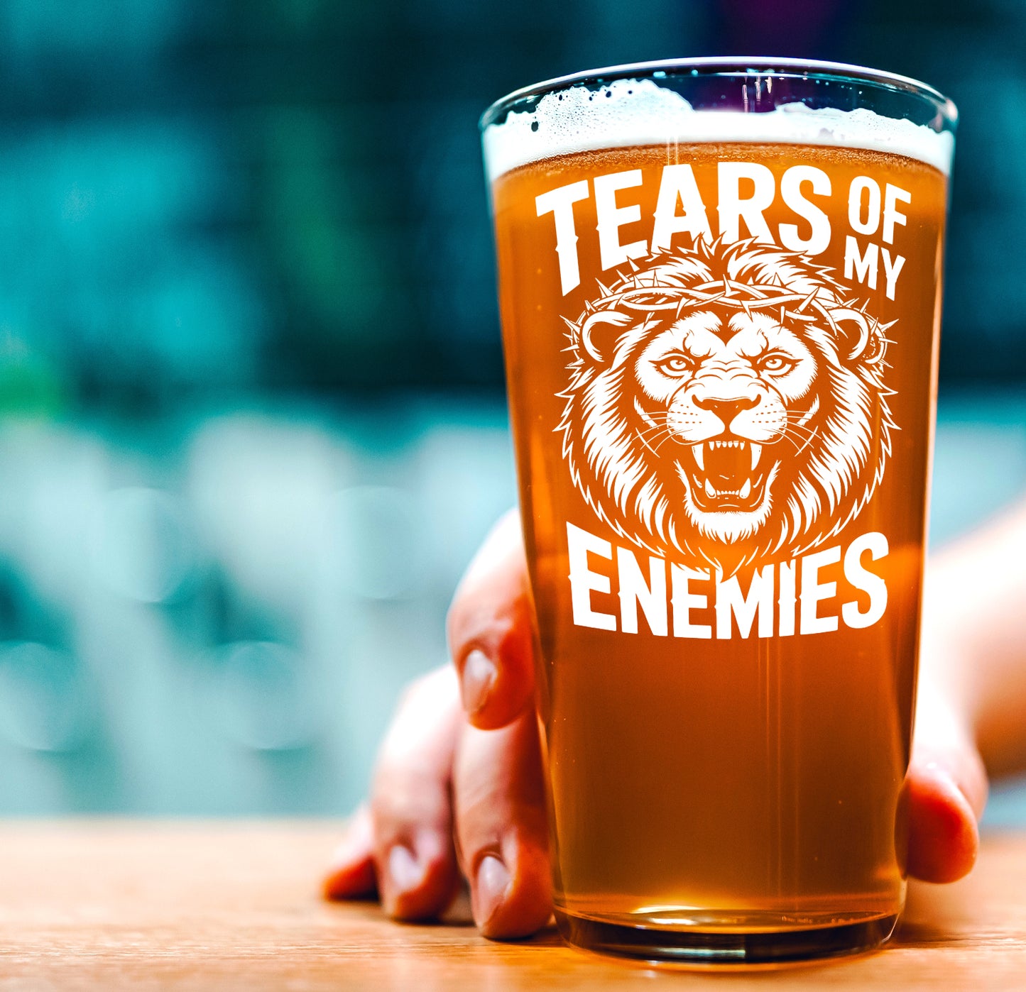 Funny Beer Glass – Tears Of My Enemies Pint Glass Gift