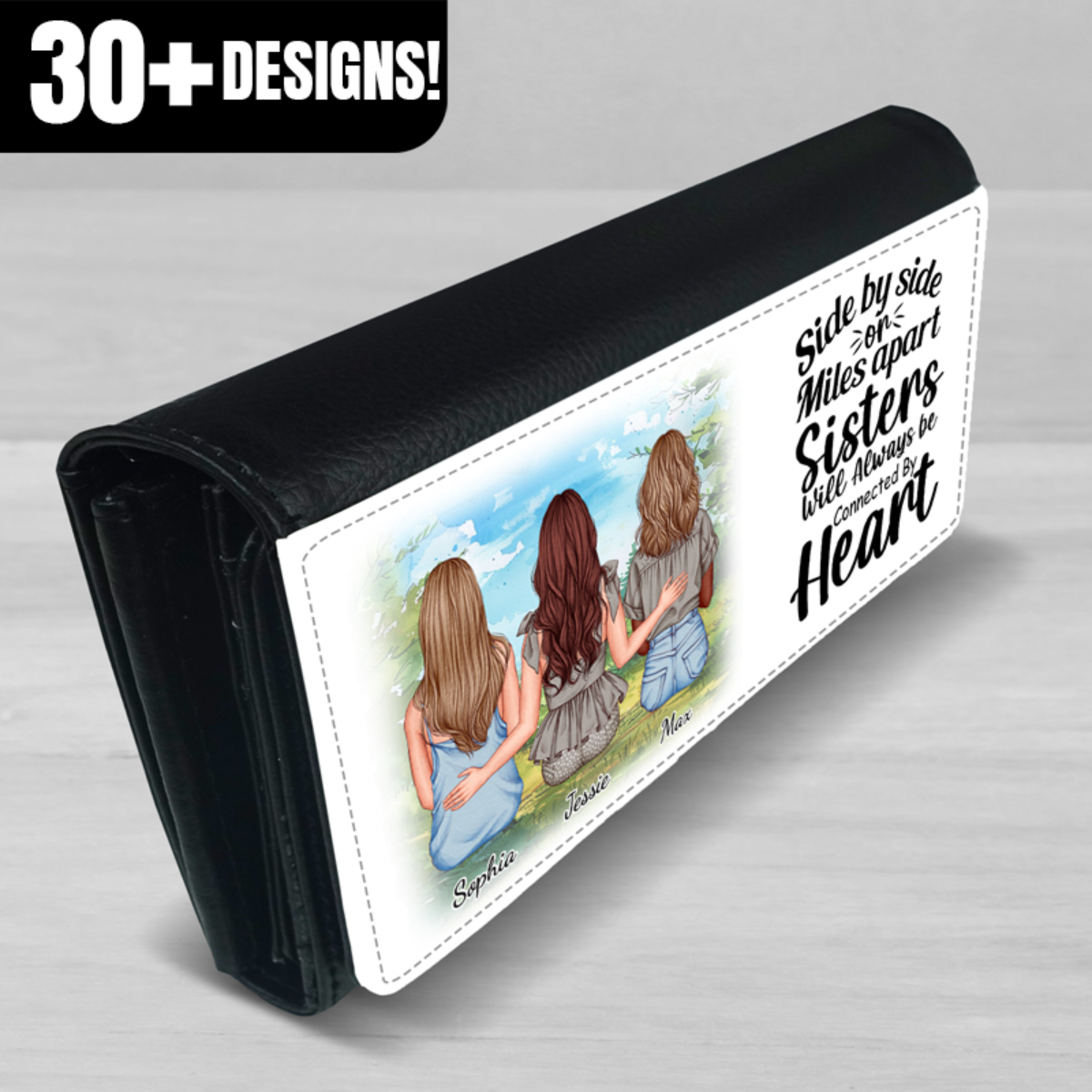 Gift For Sisters Personalized PU Leather Purse - 2, 3, or 4 Sisters