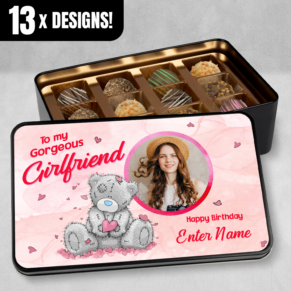 Birthday Gift For Girlfriend - Personalzed Keepsake Tin of 12 Handmade Chocolates
