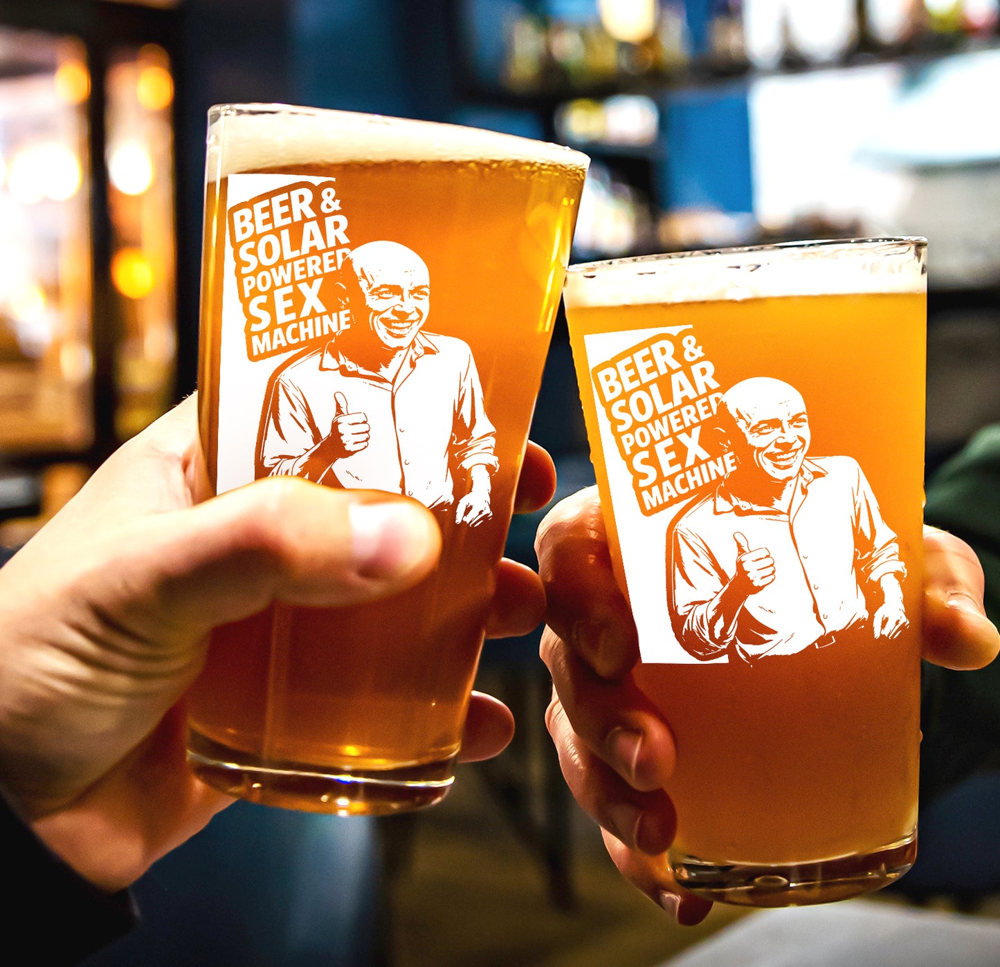 Funny Beer Glass – Beer & Solar Powered Sex Machine Pint Glass Gift