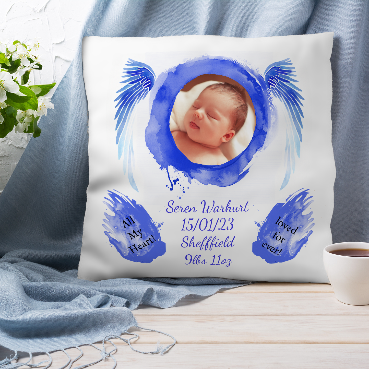 Personalized New Mom Gift Pillow With Name Date & Photo Upload