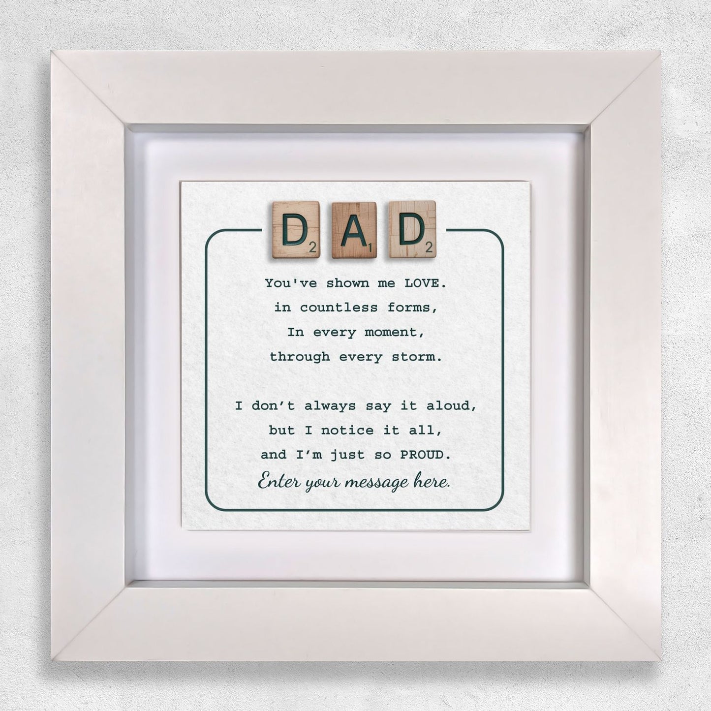 Gifts For Dad – Scrabble Style Love Verse Personalized Framed Ceramic Tile