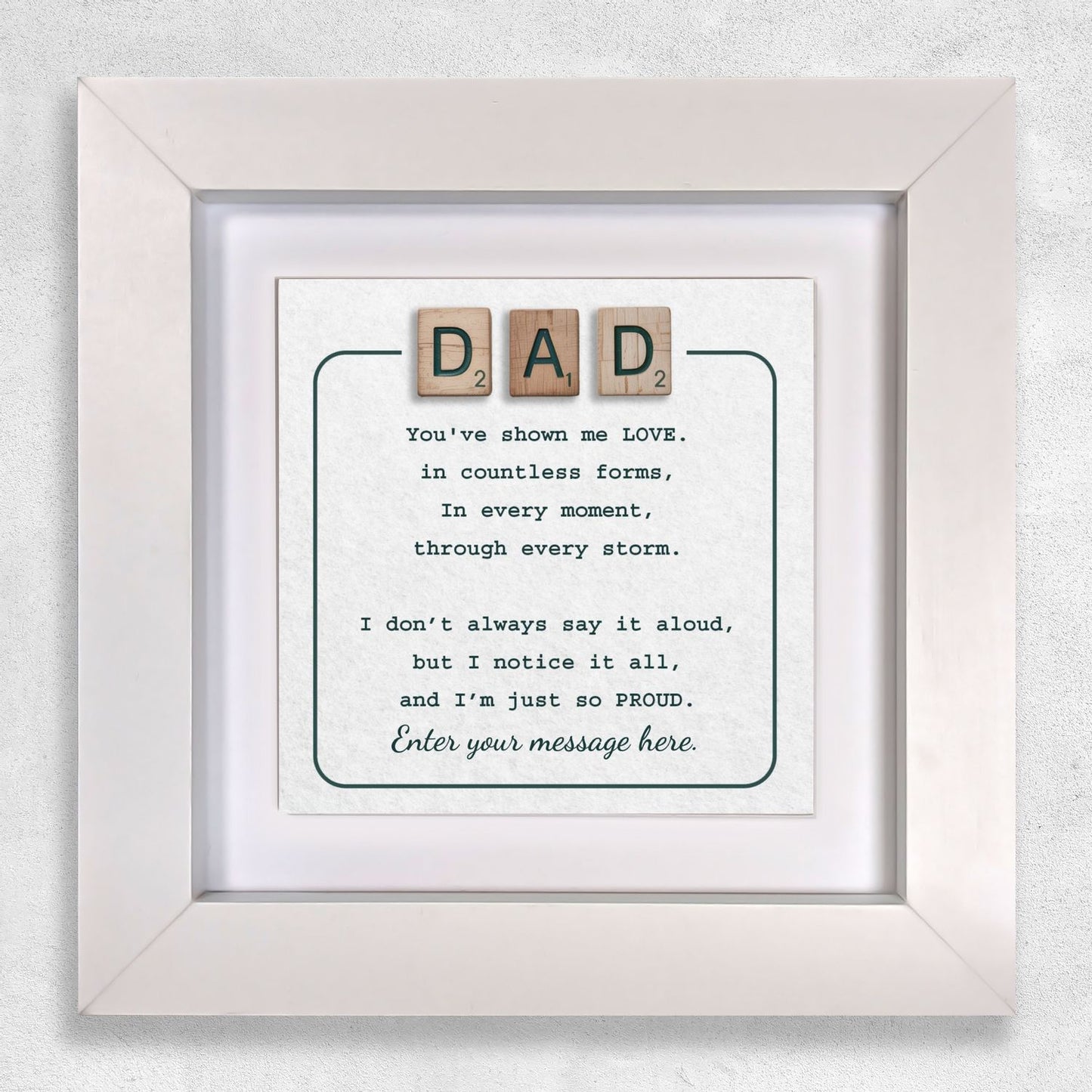 Gifts For Dad – Scrabble Style Love Verse Personalized Framed Ceramic Tile