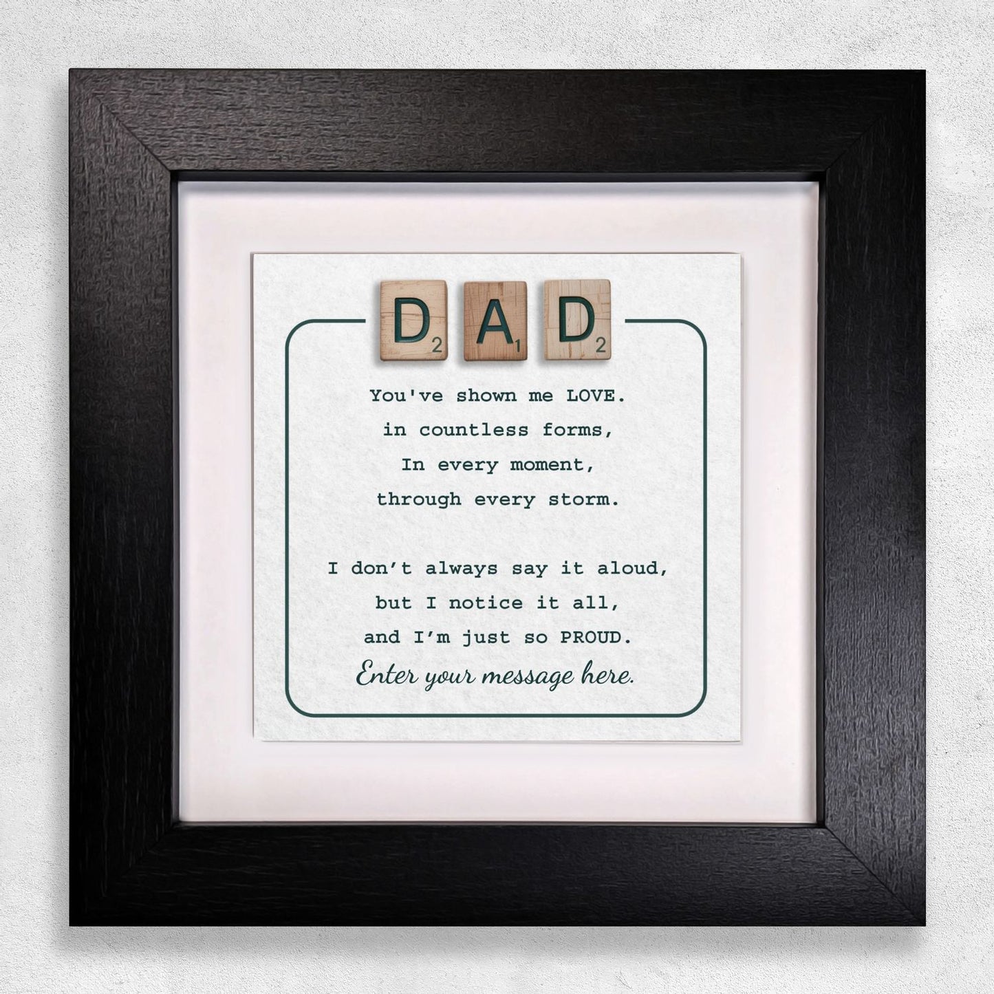 Gifts For Dad – Scrabble Style Love Verse Personalized Framed Ceramic Tile
