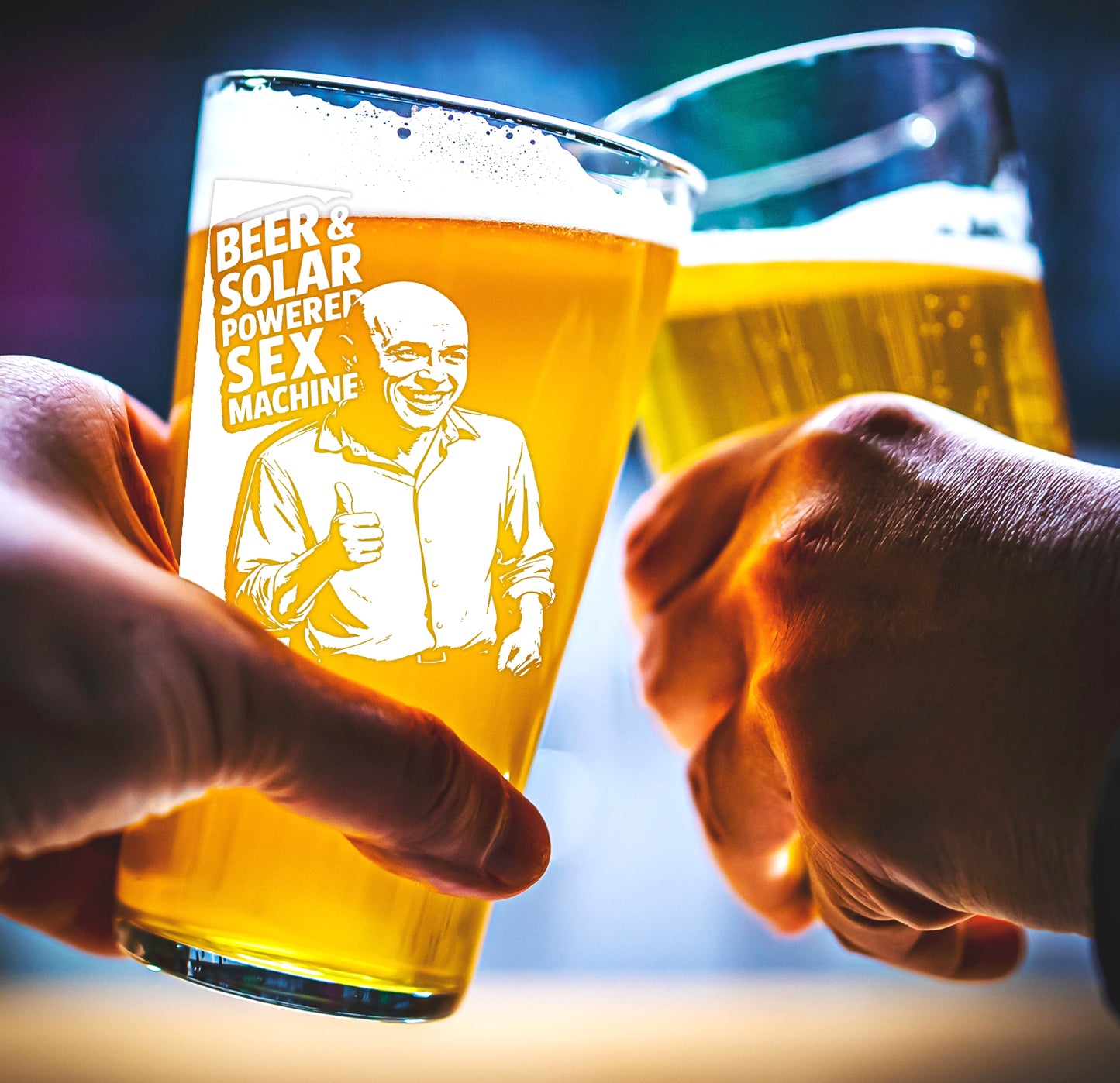 Funny Beer Glass – Beer & Solar Powered Sex Machine Pint Glass Gift