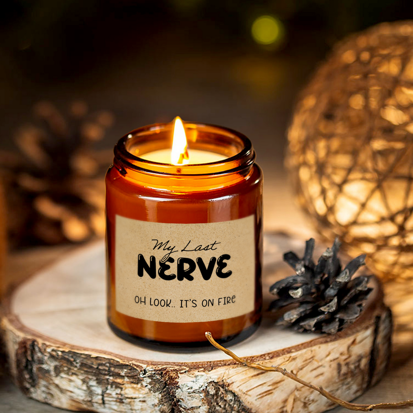 Gifts For Partner - My Last Nerve - Candle Jar With Lid
