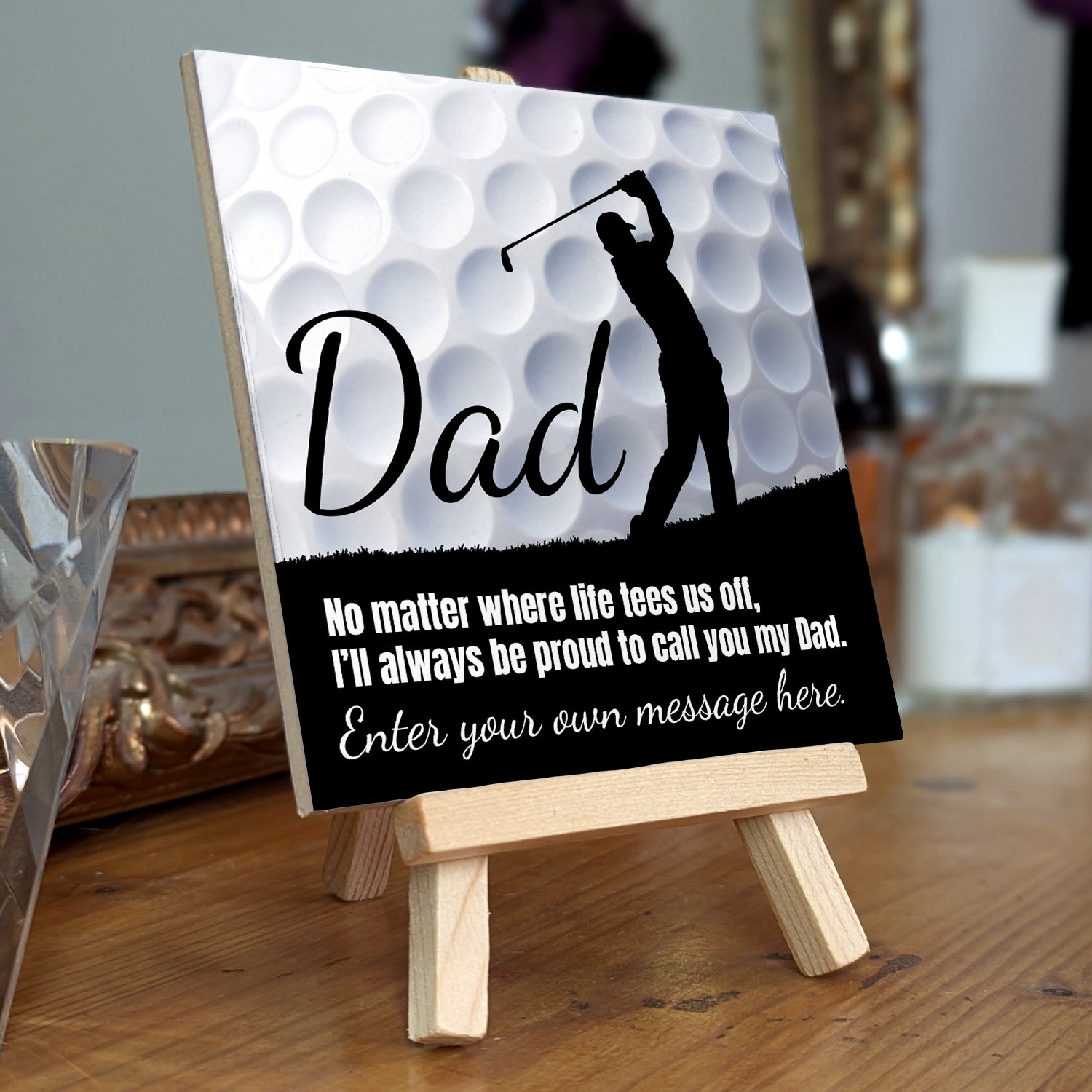 Gifts For Dad – Golf Lover Verse Personalised Tile with Easel