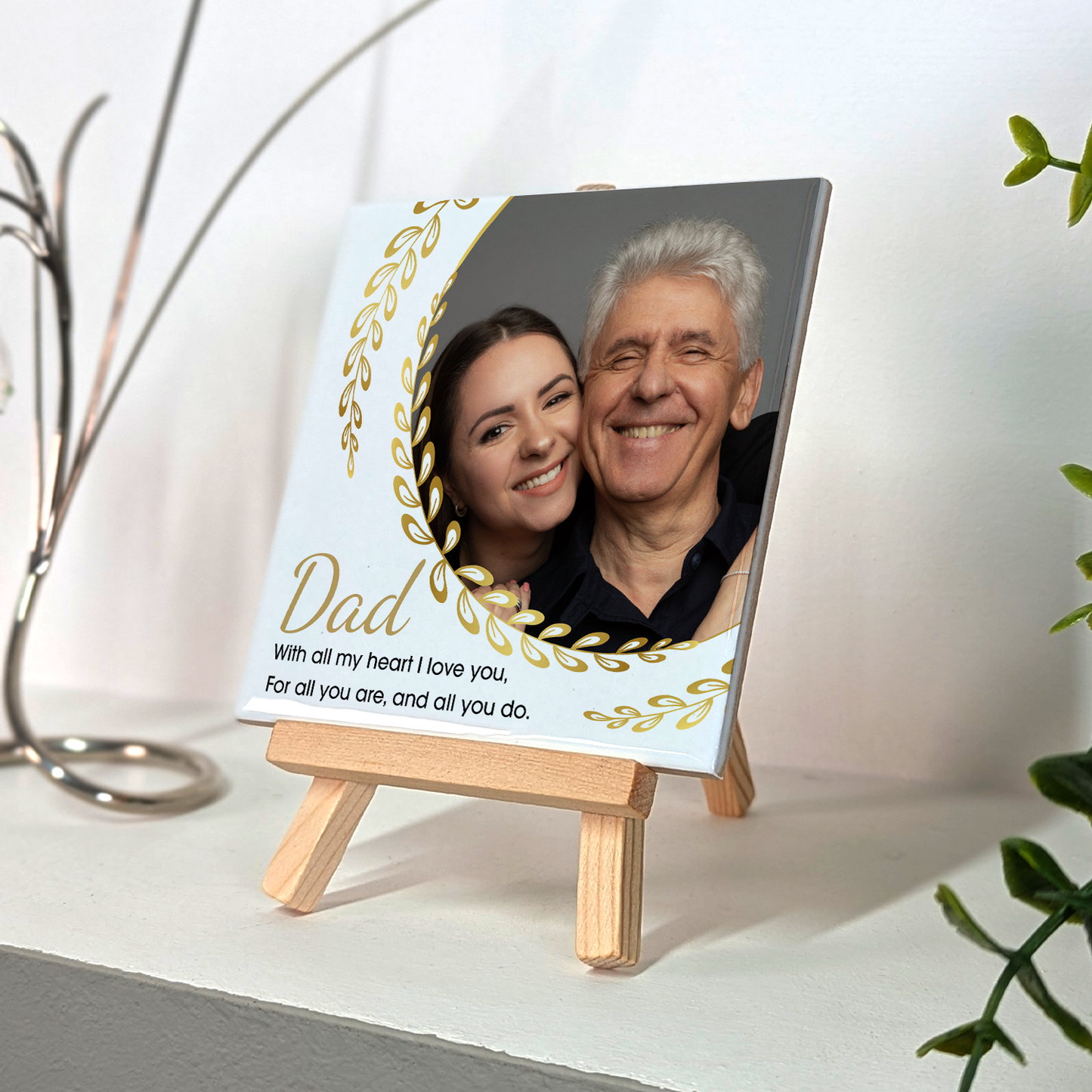 Gifts For Dad – With All My Heart Personalized Tile with Easel