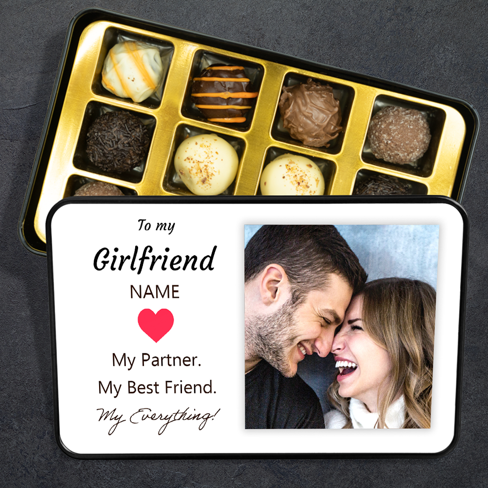 Birthday Gift For Girlfriend - Personalzed Keepsake Tin of 12 Handmade Chocolates