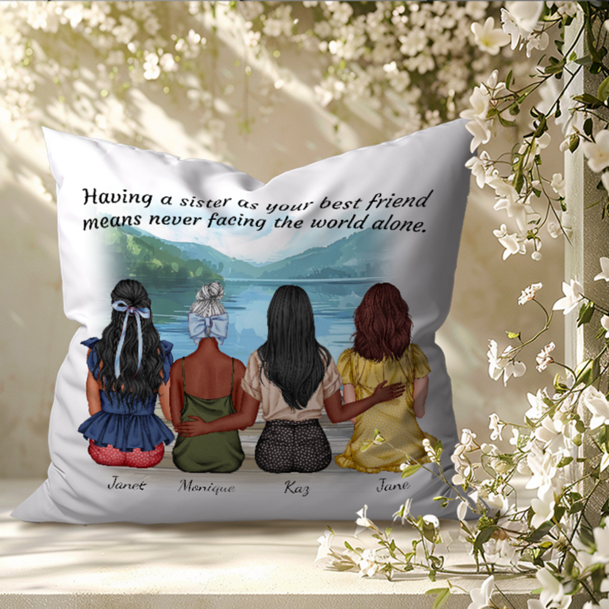 Gift For Sisters Personalized Friendship Pillow - Up To 4 Friends