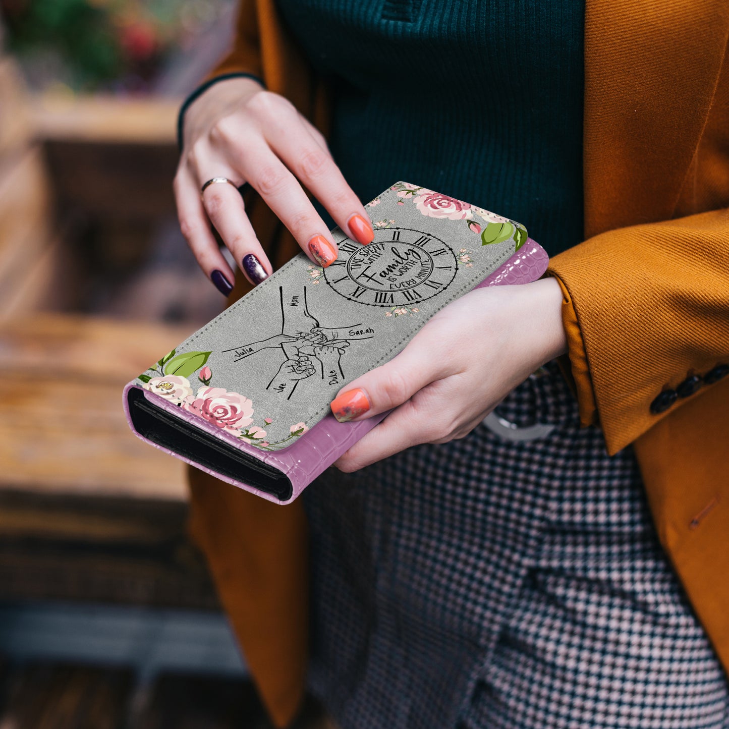 Gifts For Moms & Family - Family Hands Personalized Faux Crocodile Purse