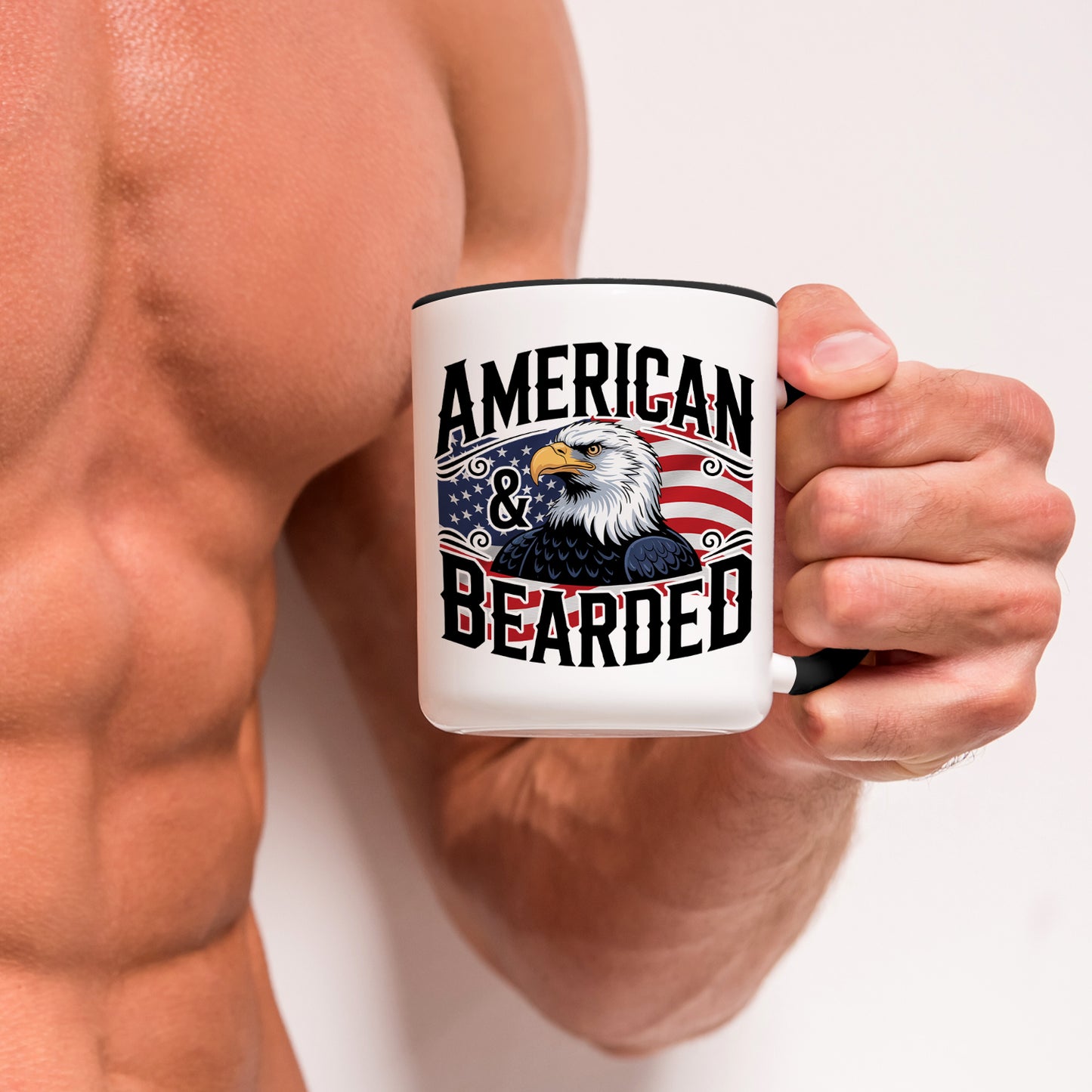 Gifts For Men - Bearded & American - Mugs 2 Tone & White