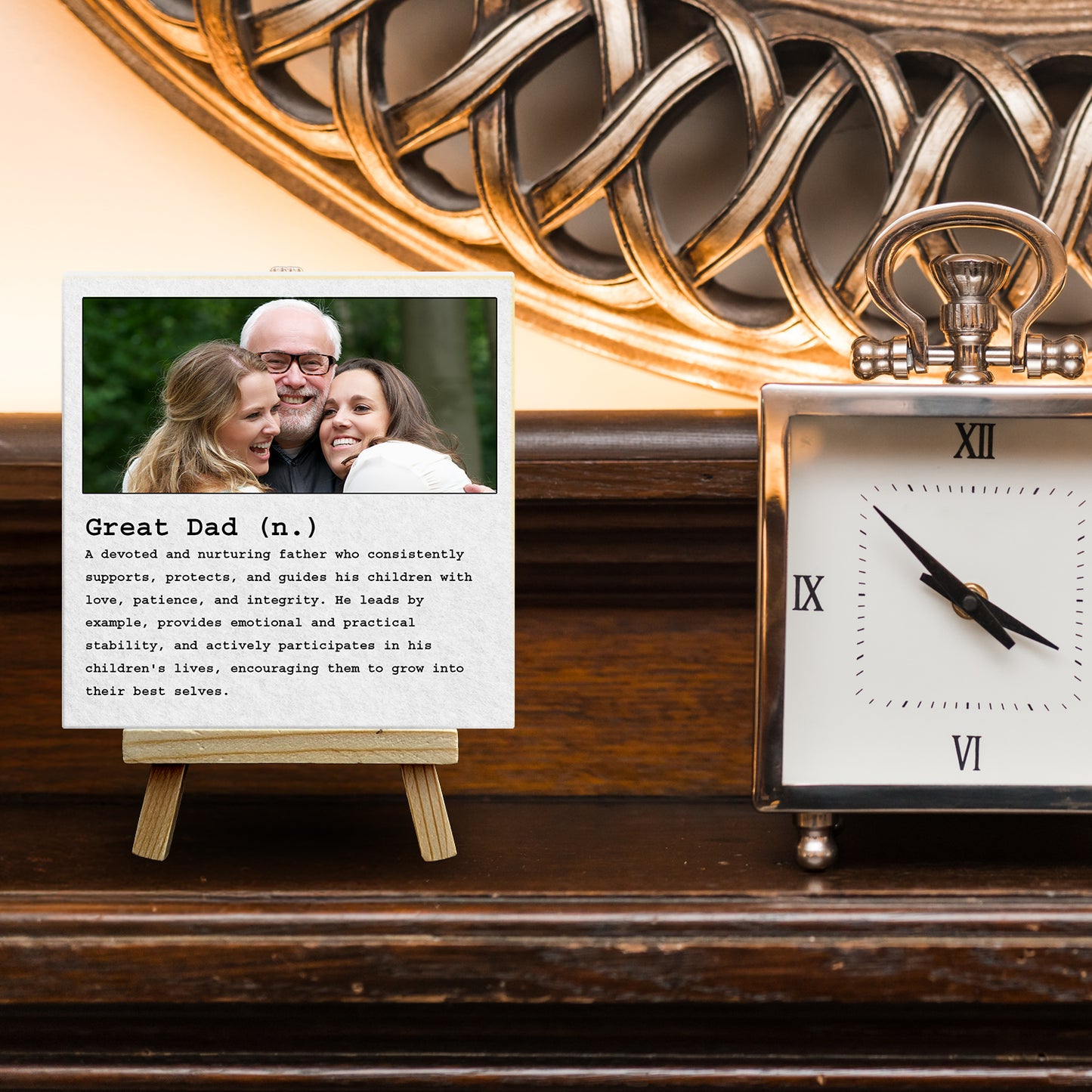 Gifts For Dad - Dictionary Definition Great Dad - Tile On Easel