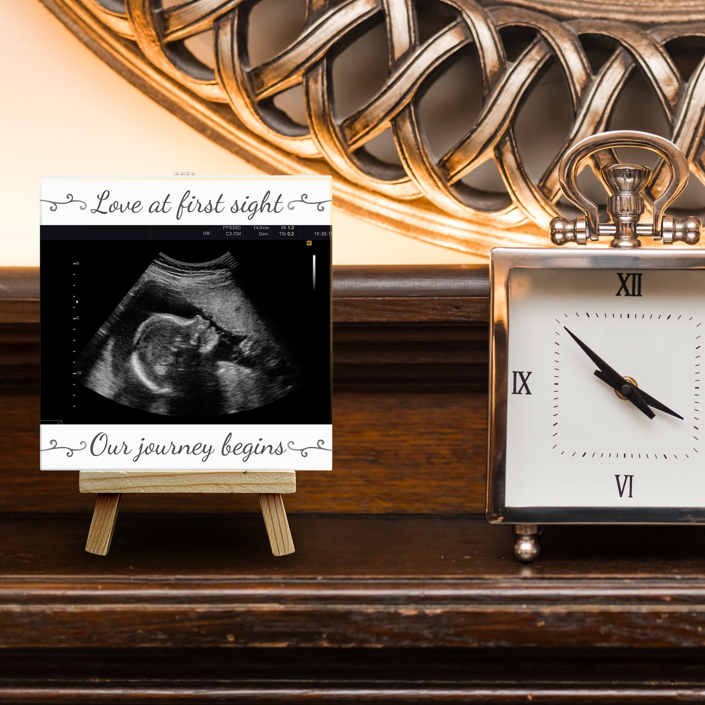 Baby Scan Gift – Love at First Sight Personalized Tile with Easel