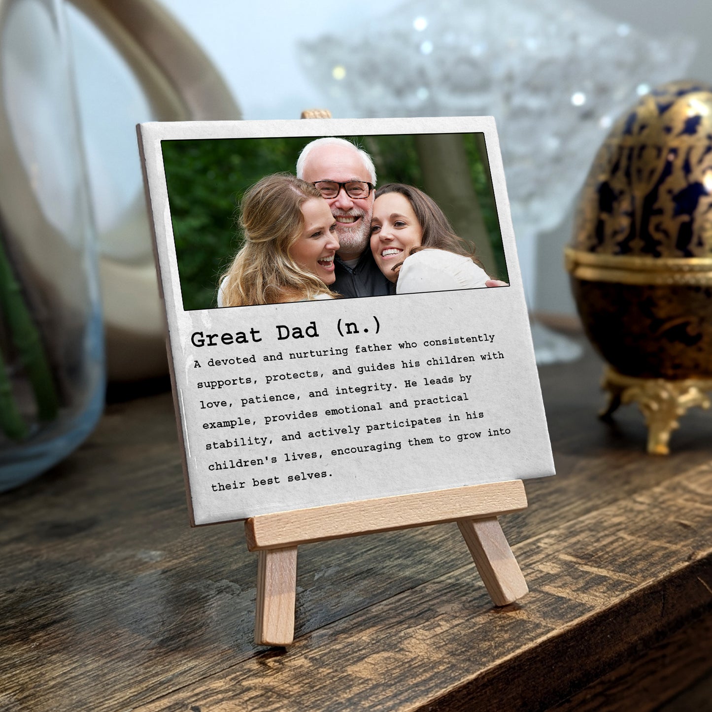 Gifts For Dad - Dictionary Definition Great Dad - Tile On Easel