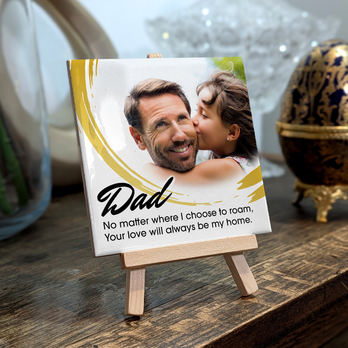 Gifts For Dad – Your Love Is My Home Personalised Tile with Easel