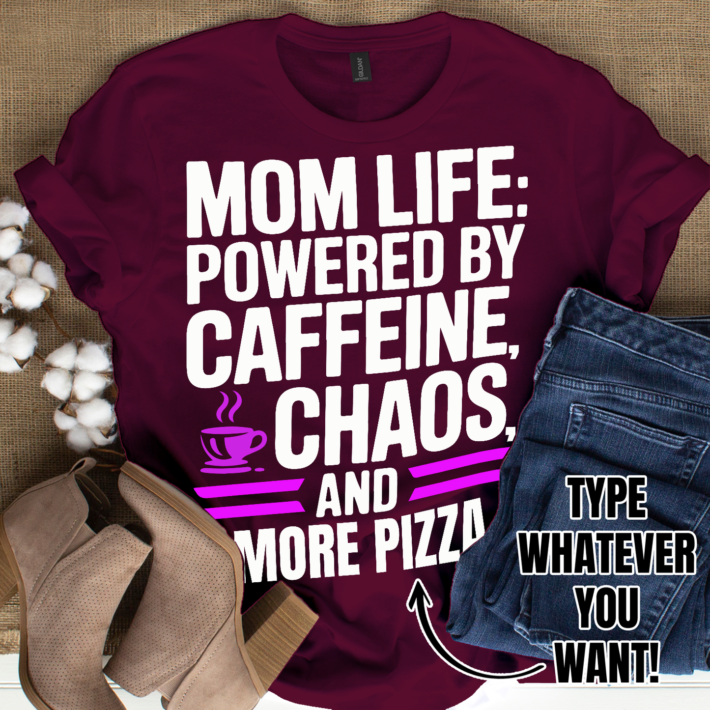 Gifts For Mom - Mom Life Powered By Caffeine & - Gildan 6400 Tshirts
