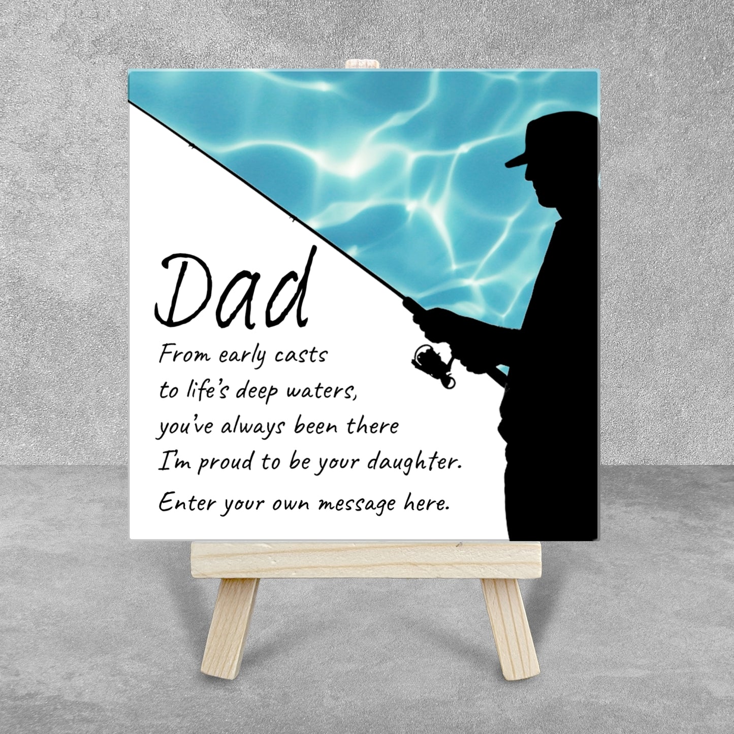 Gifts For Dad – Fishing Verse from Daughter Personalised Tile with Easel