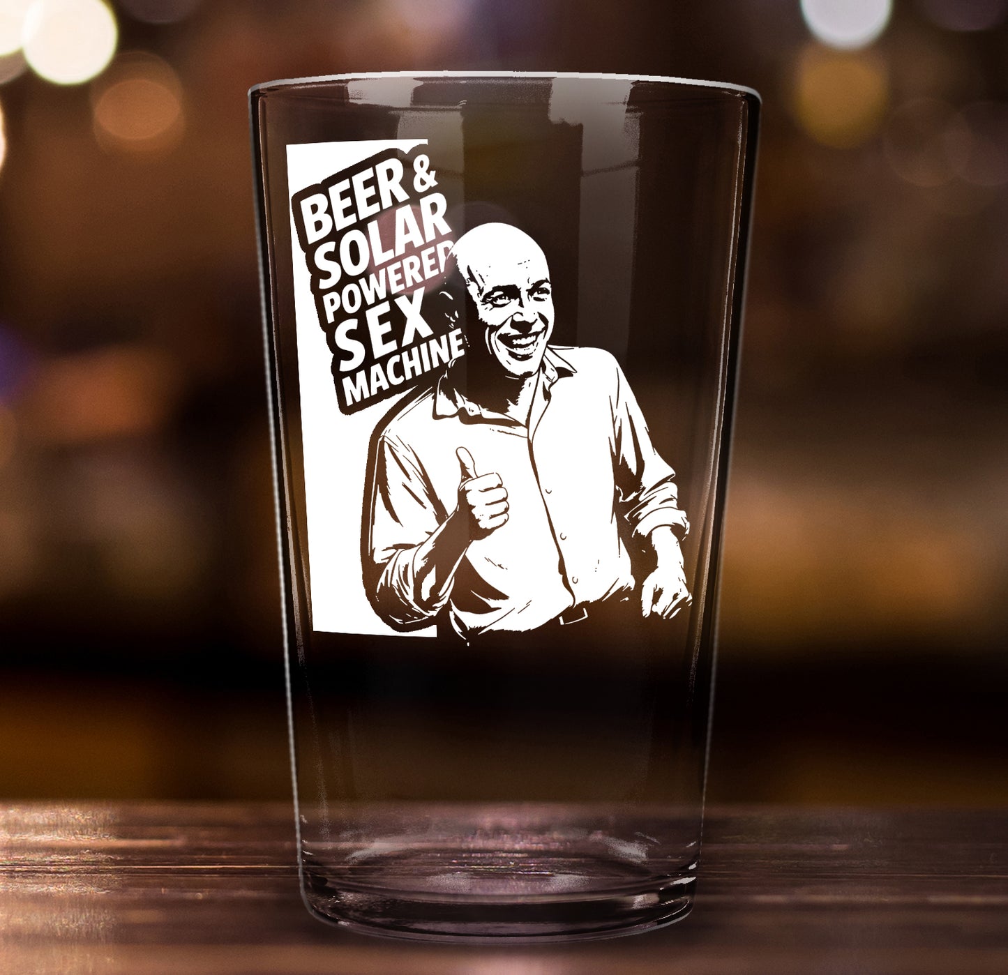 Funny Beer Glass – Beer & Solar Powered Sex Machine Pint Glass Gift