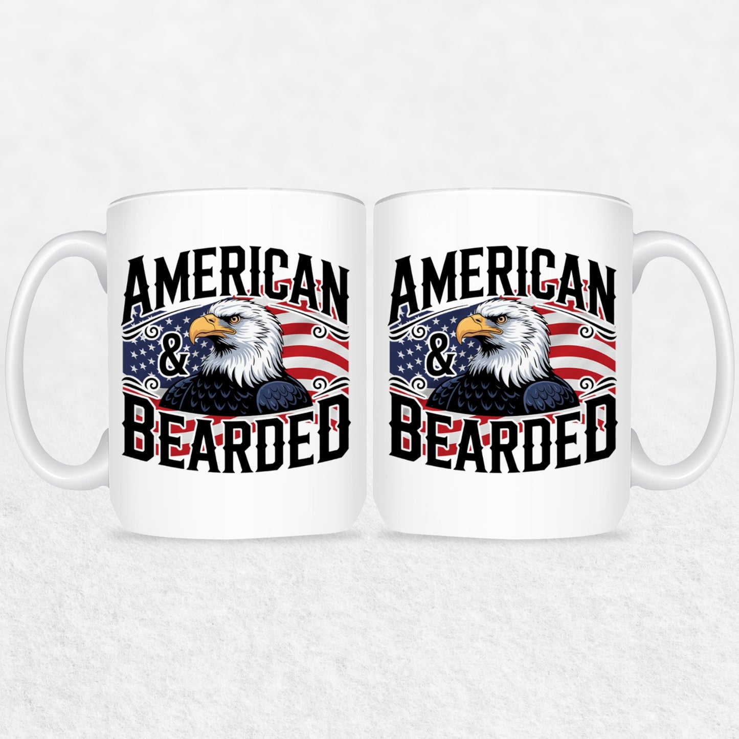 Gifts For Men - Bearded & American - Mugs 2 Tone & White