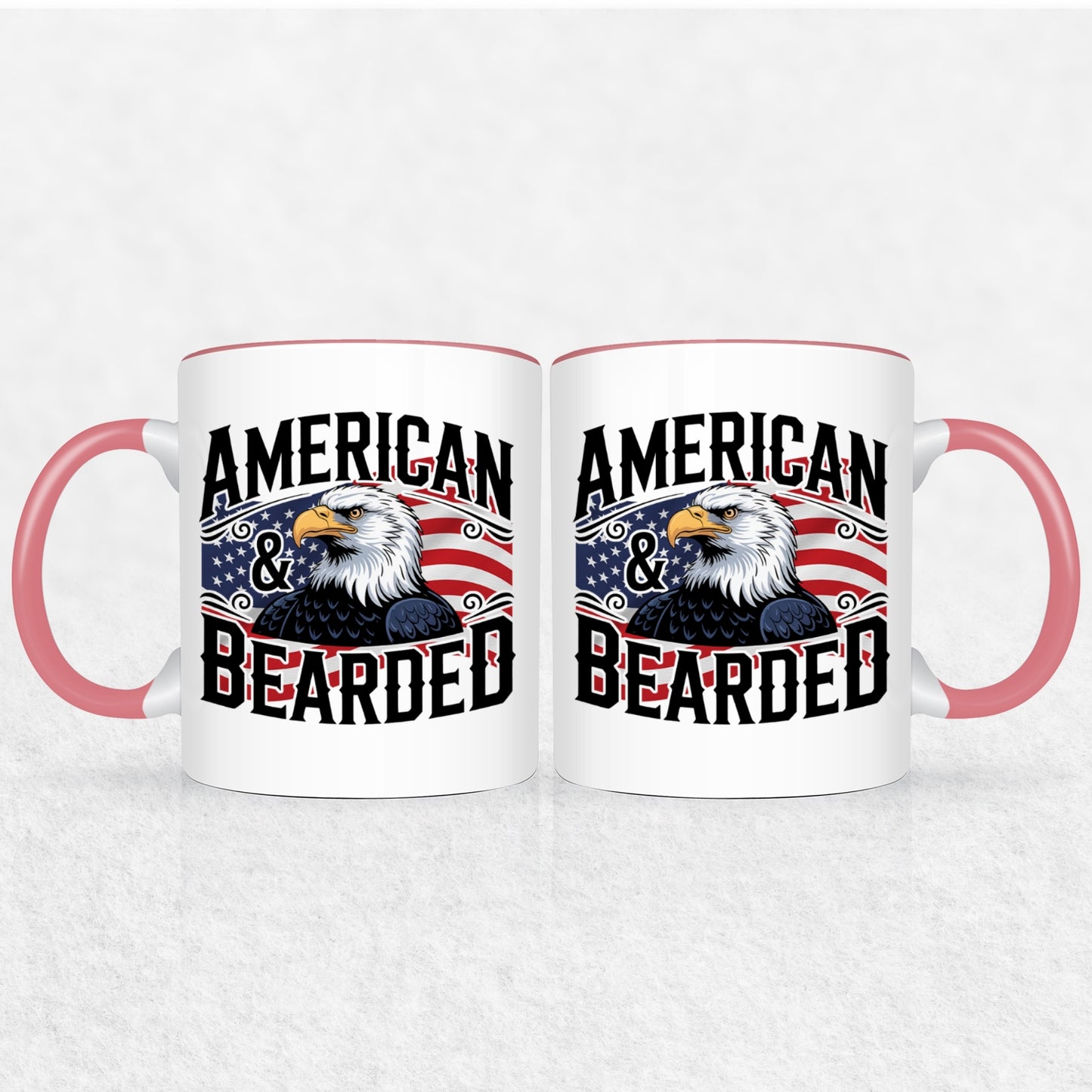 Gifts For Men - Bearded & American - Mugs 2 Tone & White