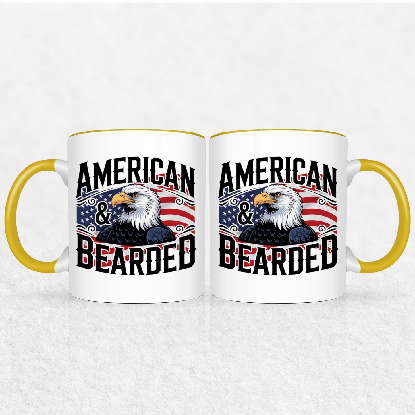 Gifts For Men - Bearded & American - Mugs 2 Tone & White