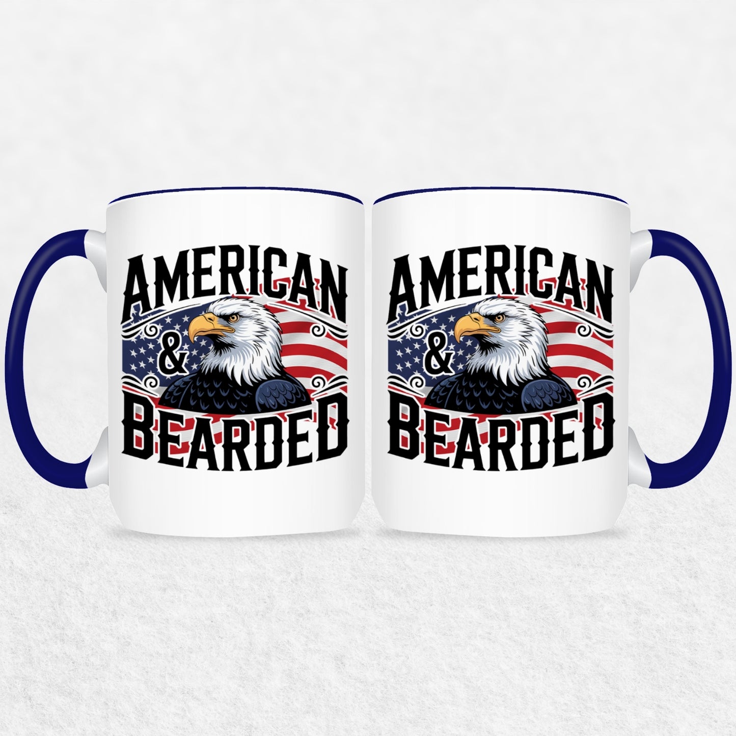 Gifts For Men - Bearded & American - Mugs 2 Tone & White
