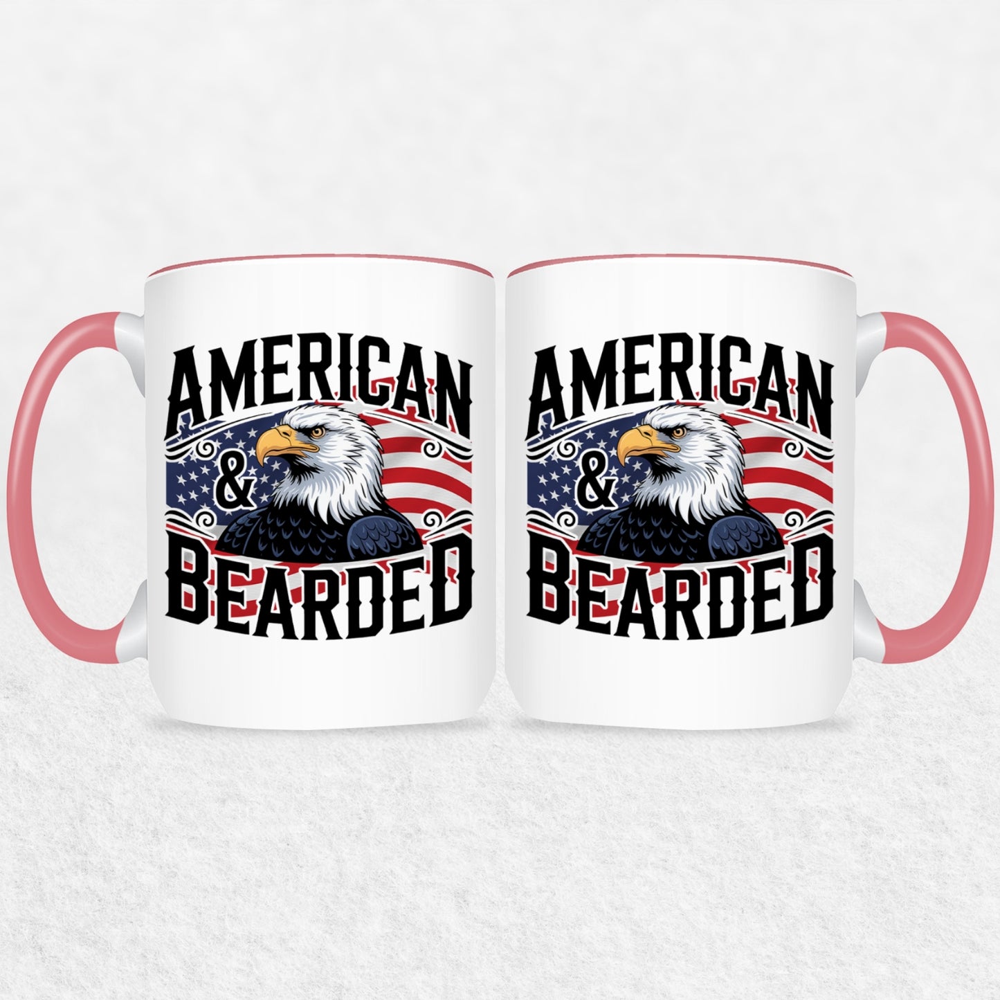 Gifts For Men - Bearded & American - Mugs 2 Tone & White