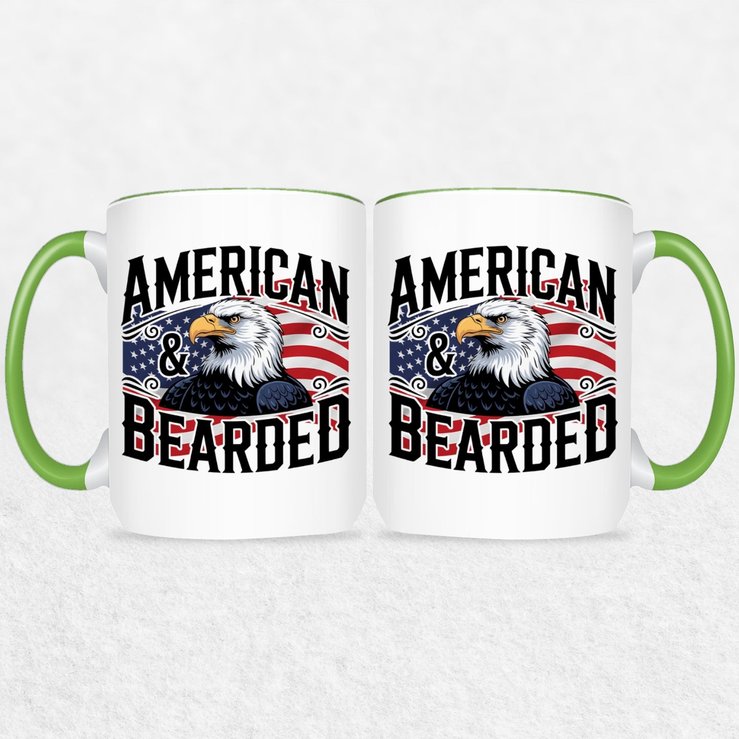 Gifts For Men - Bearded & American - Mugs 2 Tone & White