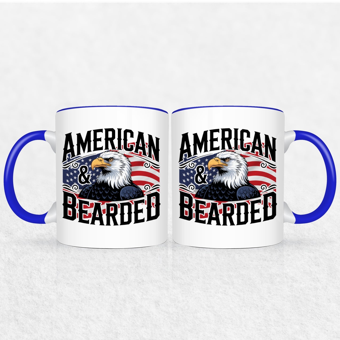 Gifts For Men - Bearded & American - Mugs 2 Tone & White