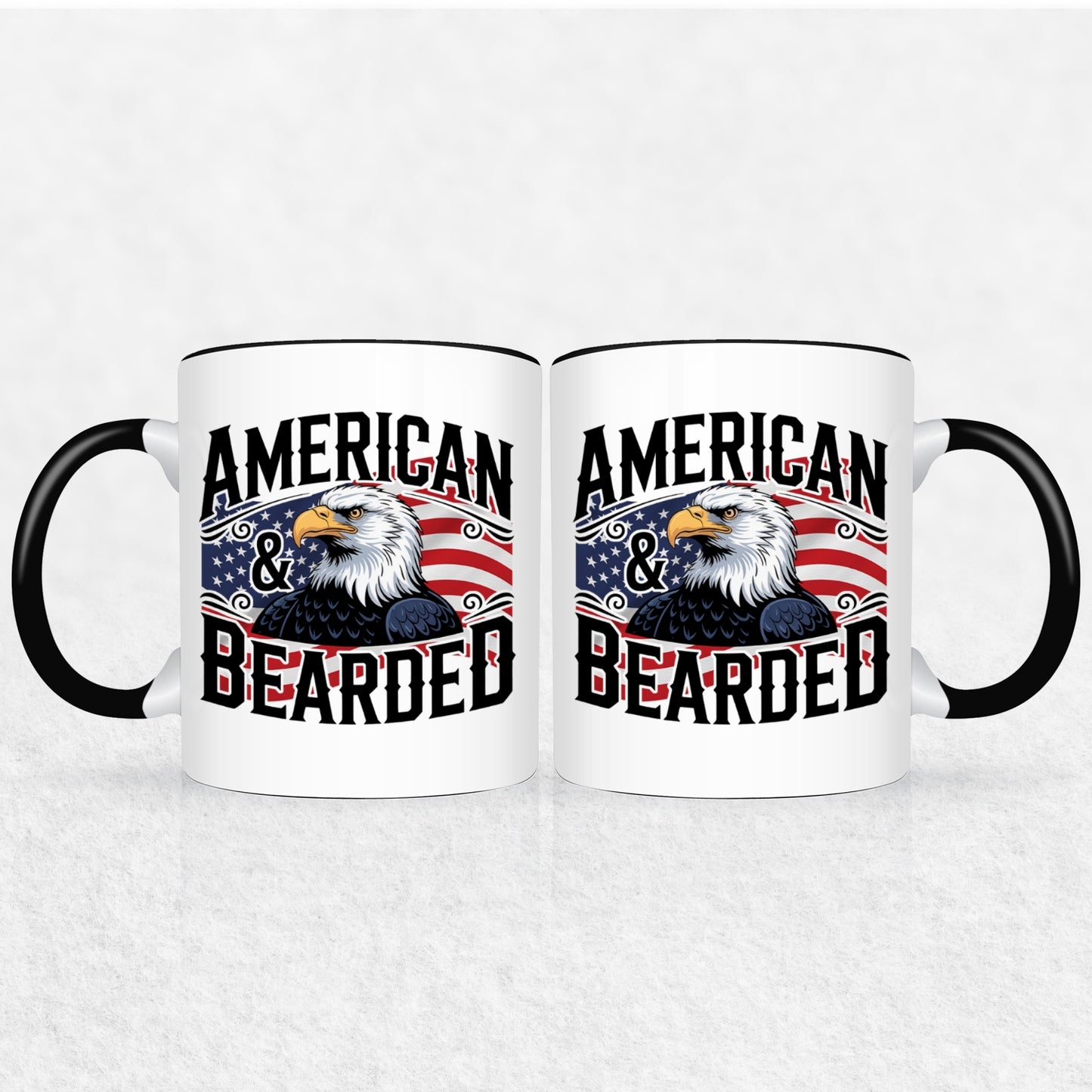 Gifts For Men - Bearded & American - Mugs 2 Tone & White
