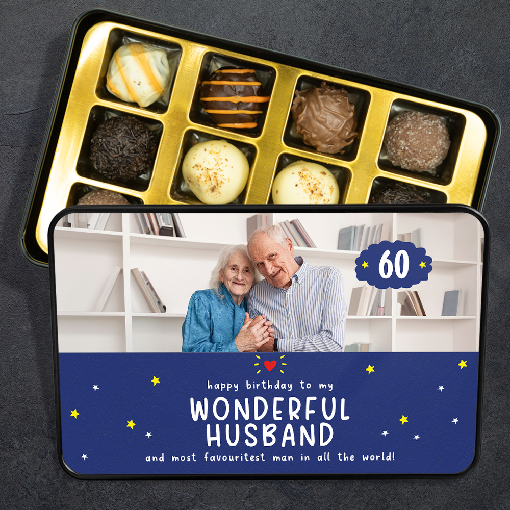 Birthday Gift For Husband - Keepsake Tin of 12 Handmade Chocolates
