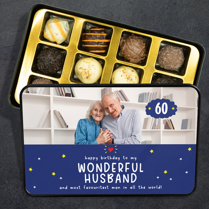 Birthday Gift For Husband - Keepsake Tin of 12 Handmade Chocolates